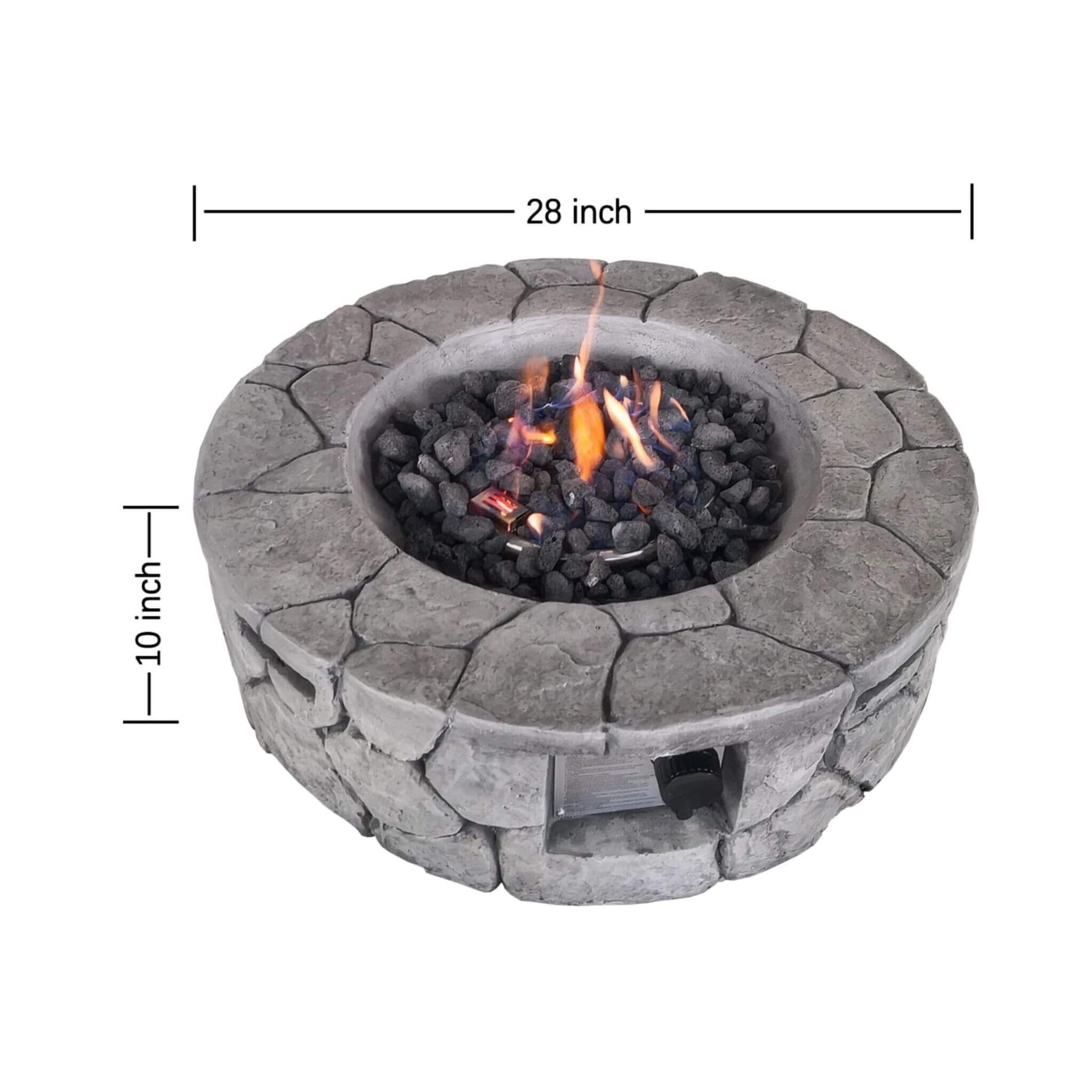 Alora 28-Inch Stone Gray Outdoor Fiber Reinforced Concrete Propane Fire Pit (SAK16725) – SAKSBY WHOLESALE, view 7