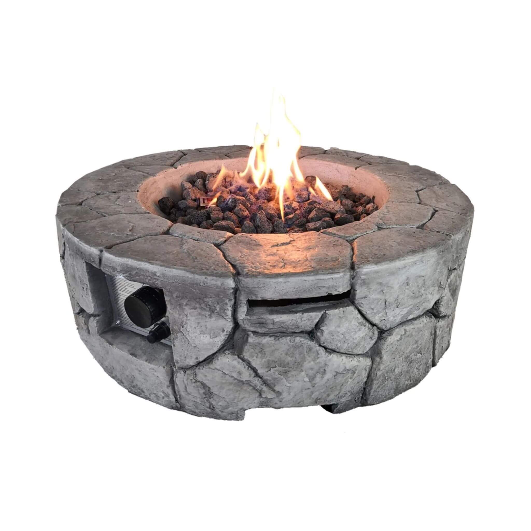 Alora 28-Inch Stone Gray Outdoor Fiber Reinforced Concrete Propane Fire Pit (SAK16725) – SAKSBY WHOLESALE
