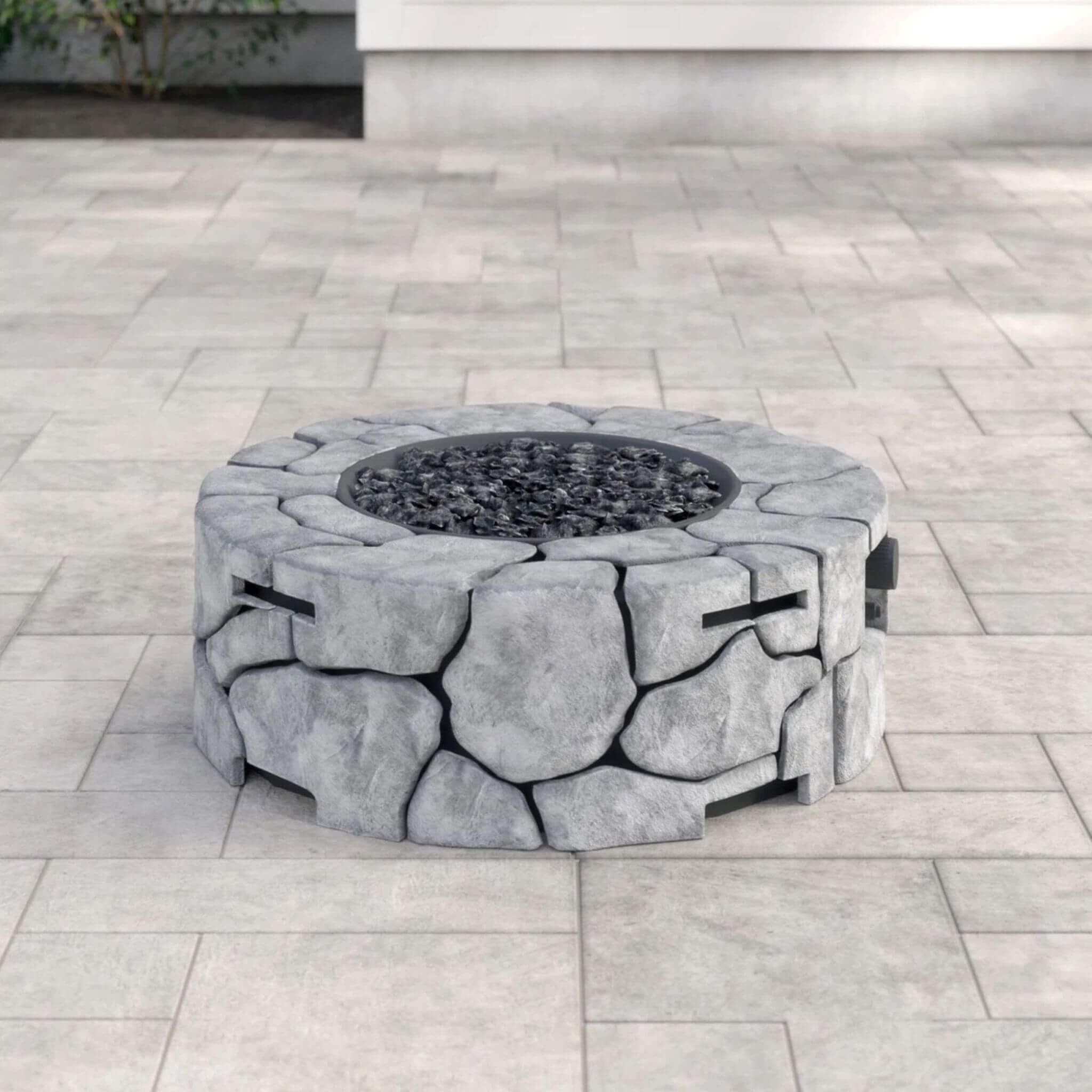 Alora 28-Inch Stone Gray Outdoor Fiber Reinforced Concrete Propane Fire Pit (SAK16725) – SAKSBY WHOLESALE, view 3