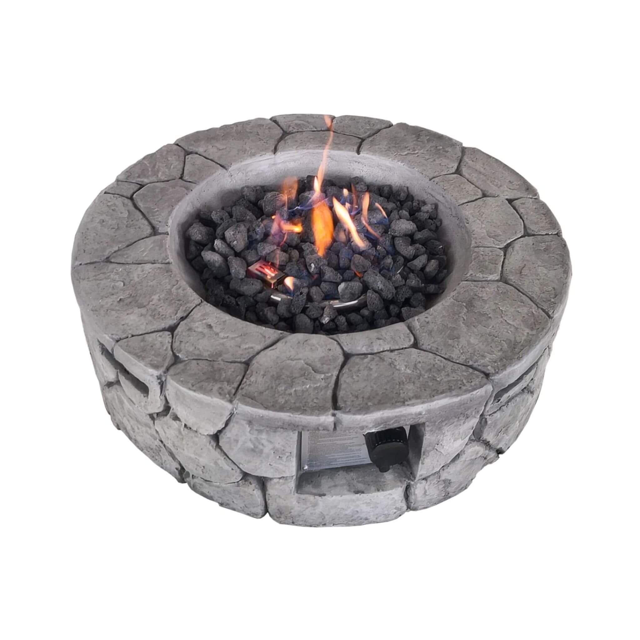 Alora 28-Inch Stone Gray Outdoor Fiber Reinforced Concrete Propane Fire Pit (SAK16725) – SAKSBY WHOLESALE, view 4