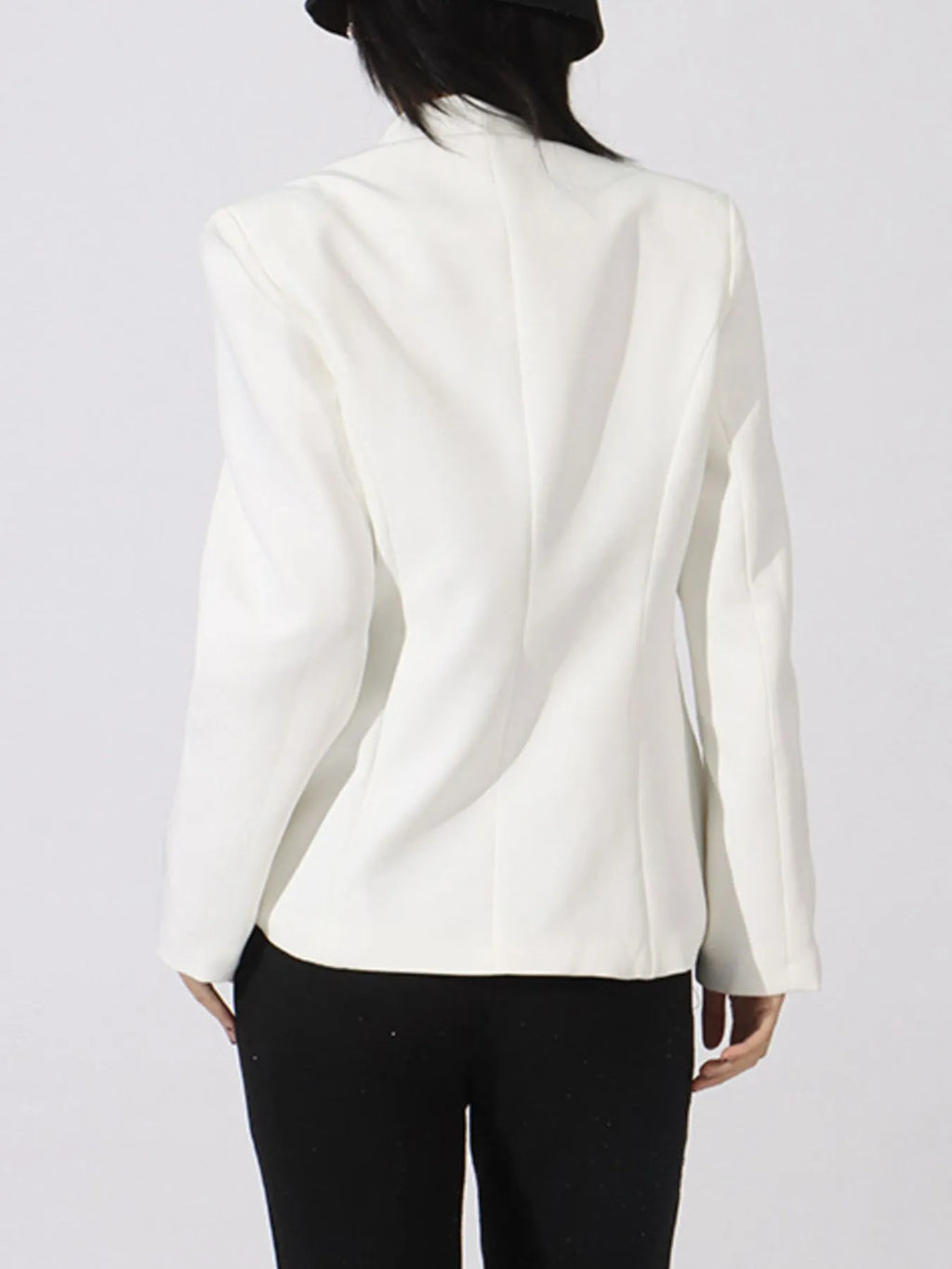 Flower Button Front Long Sleeve Blazer
