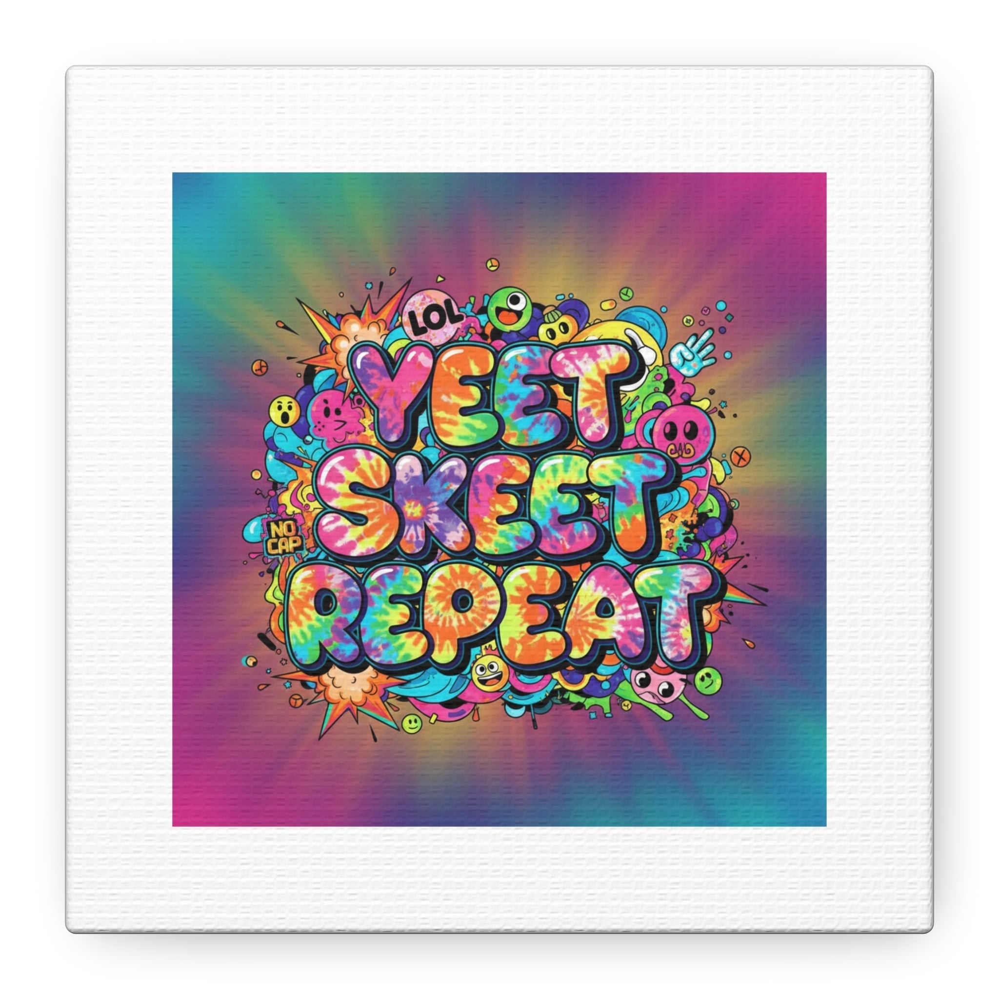 Yeet Skeet Repeat Canvas | Slogan & Glitch Graphic, Meme Phrase Wall Art