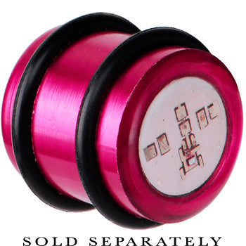 BodyCandy 16mm Hot Pink Anodized Titanium Blinking Plug — detail close-up