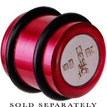 BodyCandy 16mm Red Anodized Titanium Blinking Plug — detail close-up