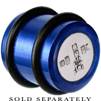 BodyCandy 16mm Blue Anodized Titanium Blinking Plug — detail close-up