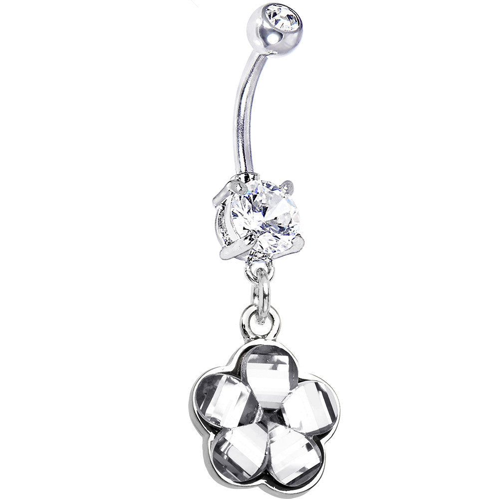 BodyCandy Clear Gem Blossoming Flower Dangle Belly Ring — main product shot
