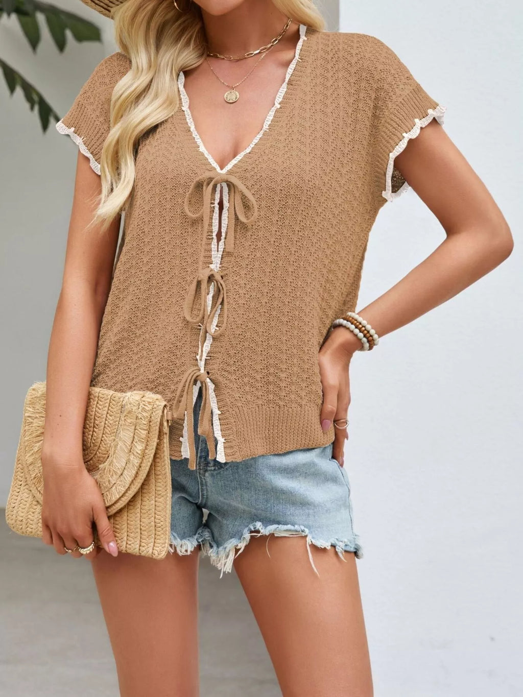 Tie-Front Knit Cardigan