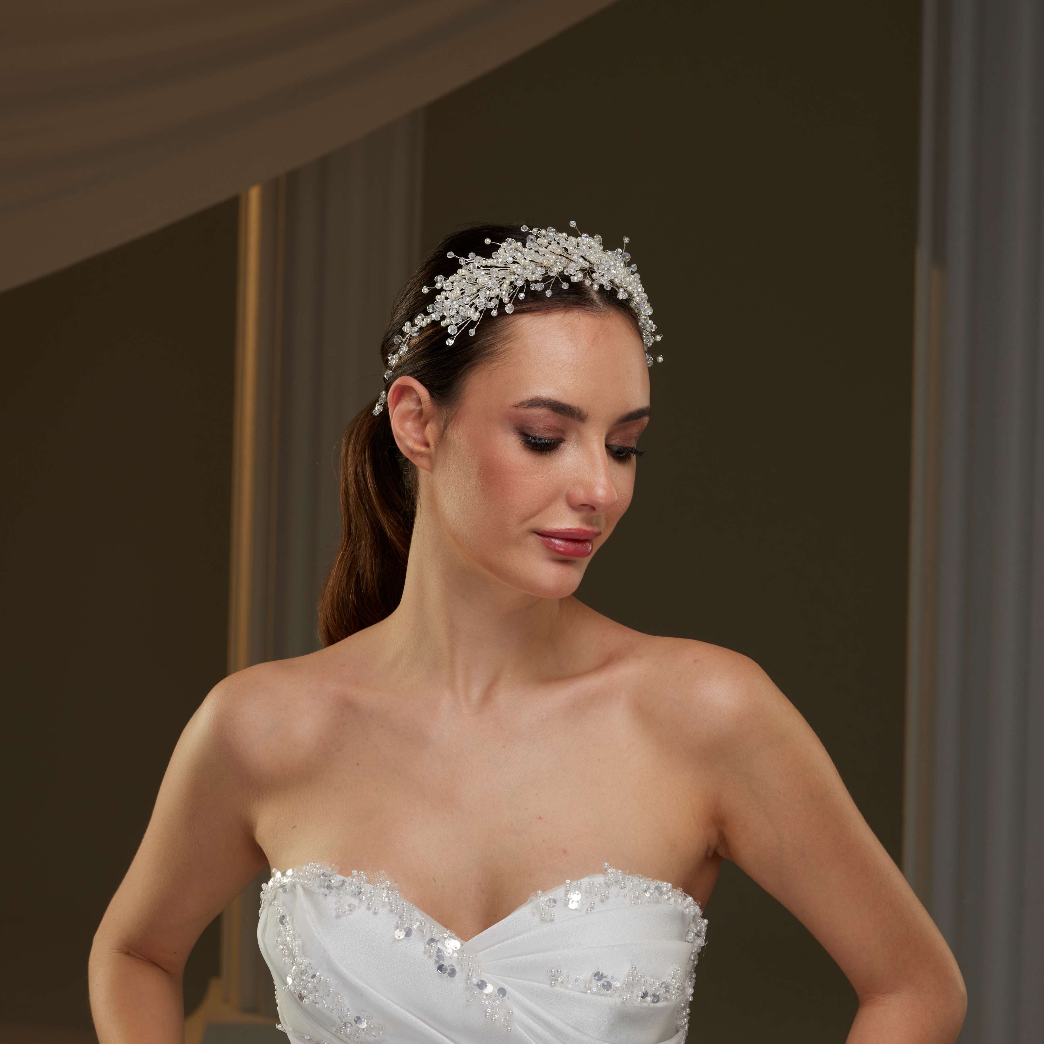 Elegant Bridal Hair Vine with Pearls – Bridal Port, view 6