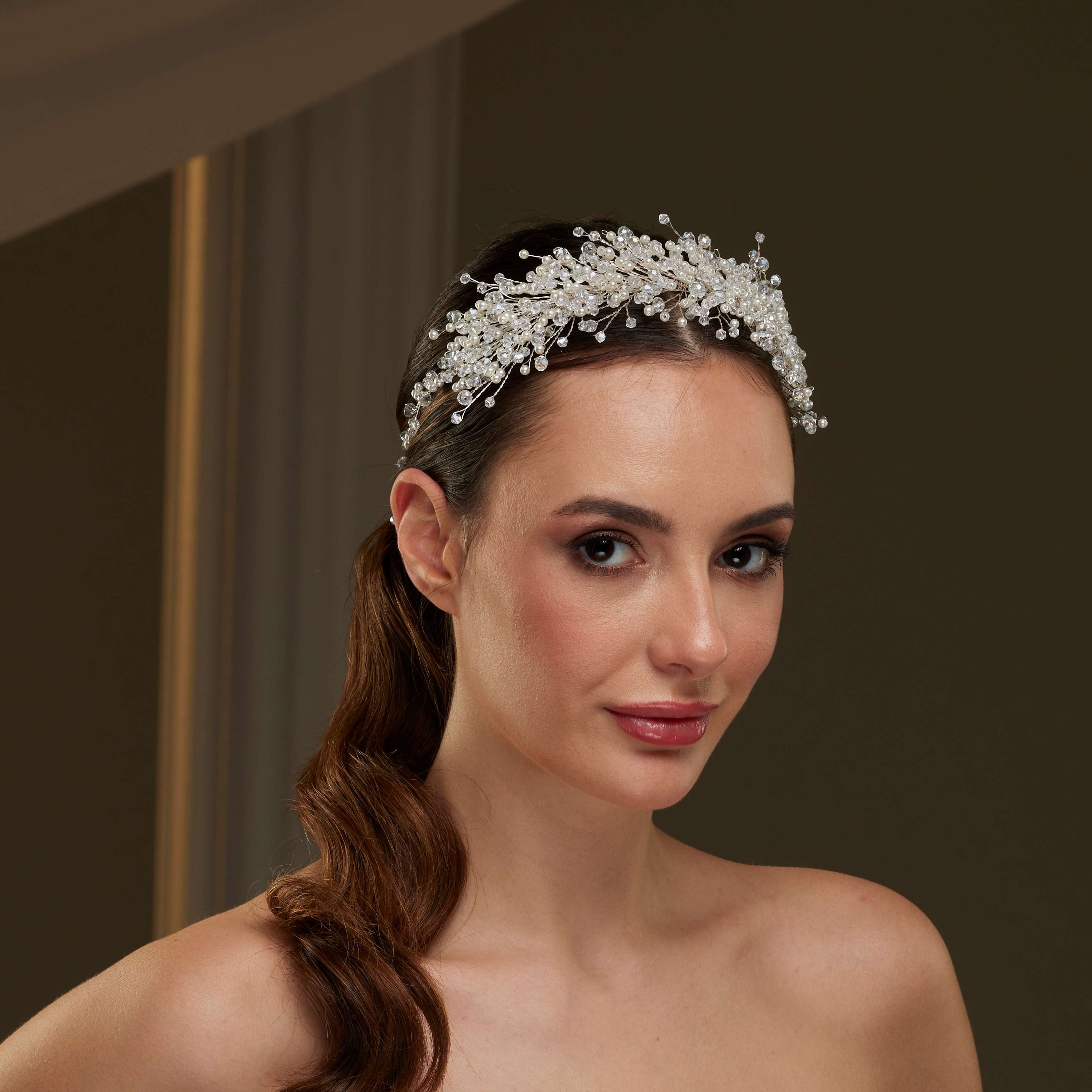 Elegant Bridal Hair Vine with Pearls – Bridal Port, view 2