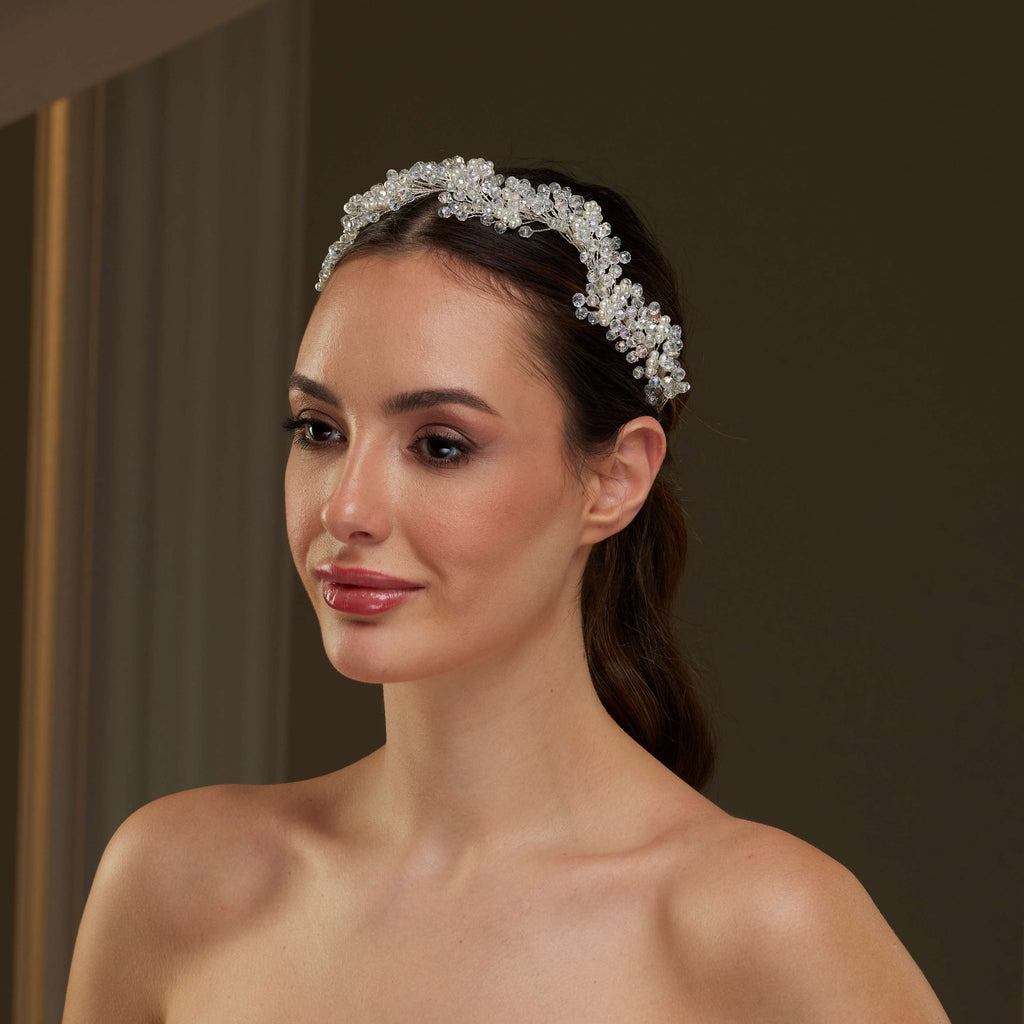 Crystal Beads and Pearl Bridal Hairvine – Bridal Port, view 3