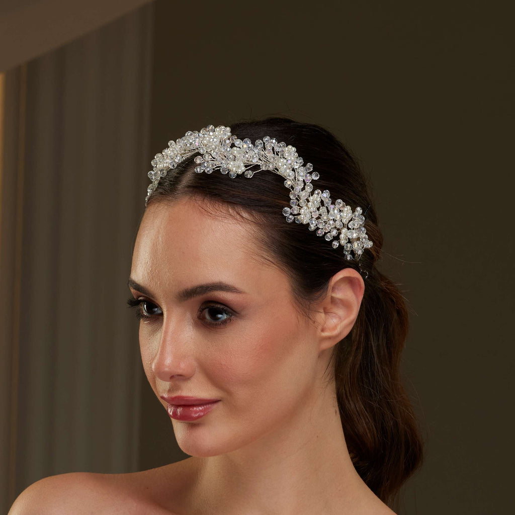 Crystal Beads and Pearl Bridal Hairvine – Bridal Port, view 5