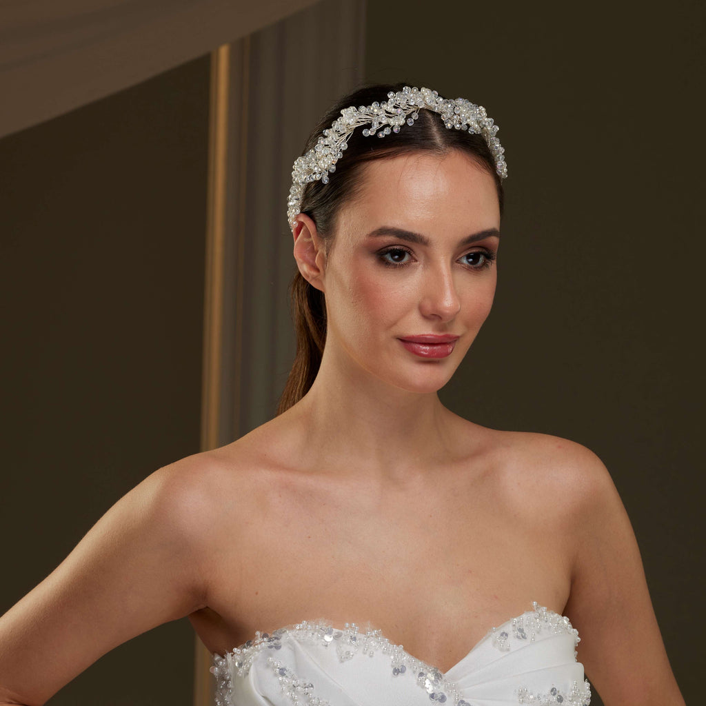 Crystal Beads and Pearl Bridal Hairvine – Bridal Port, view 7