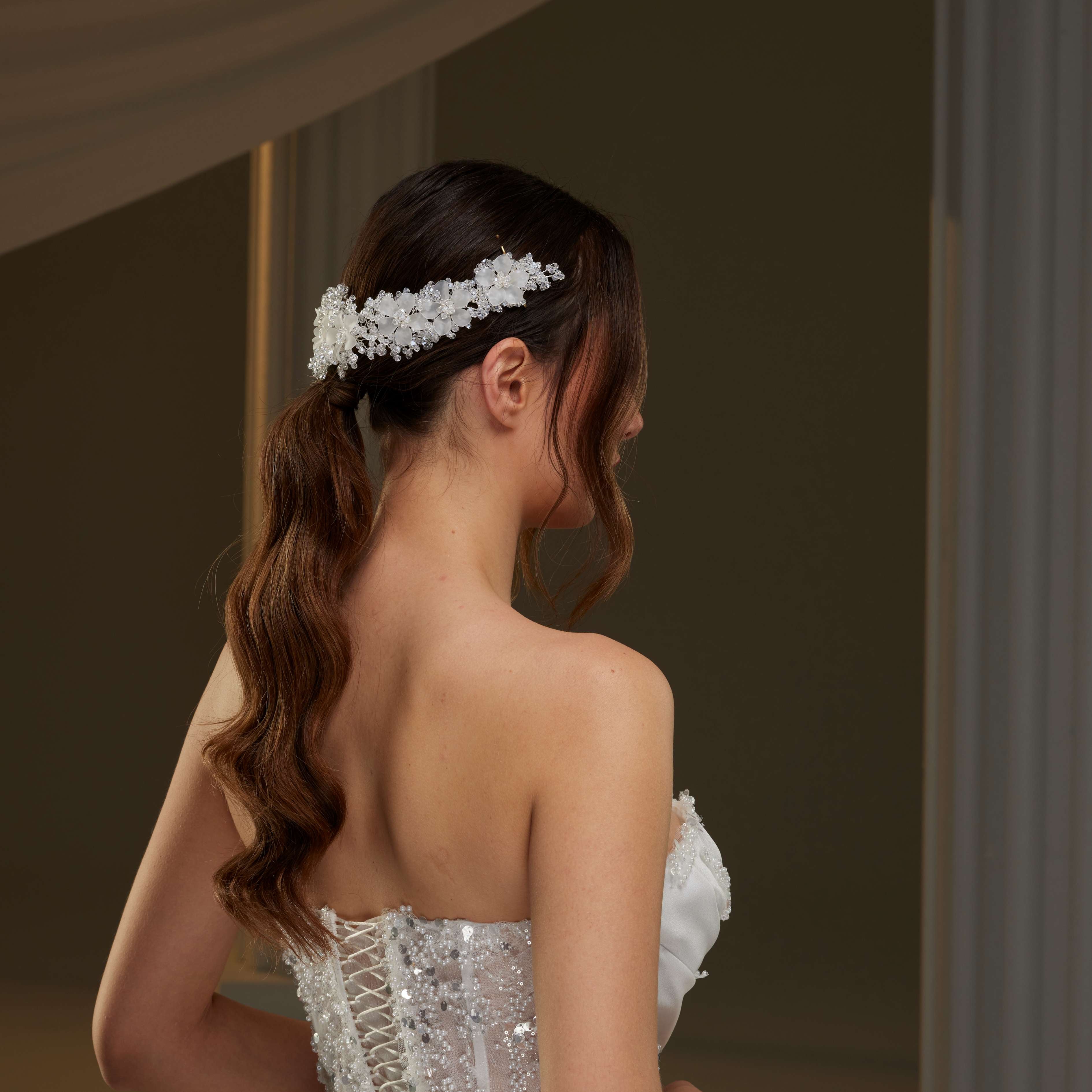 Crystal Beaded Bridal Hair Vine – Bridal Port, view 6