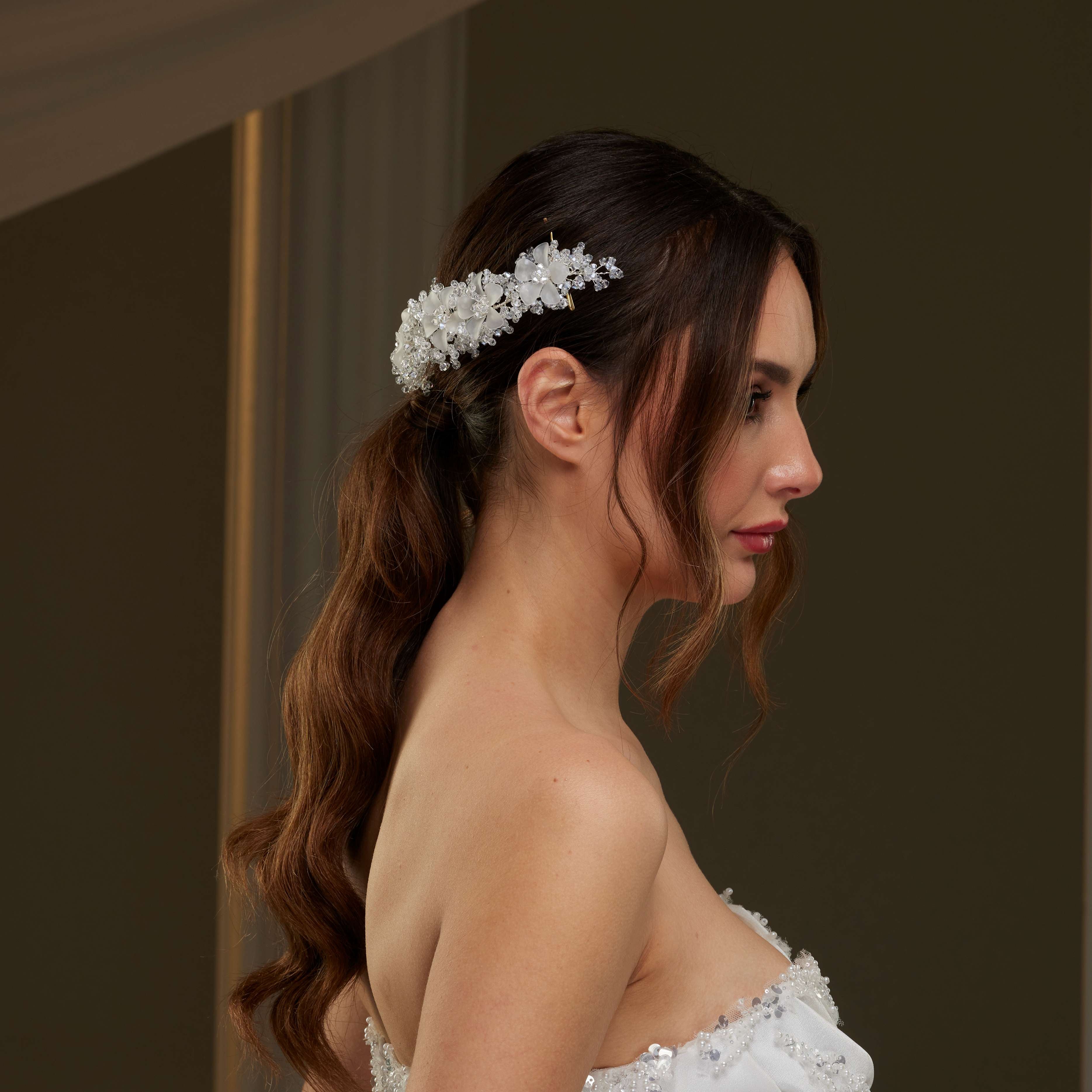 Crystal Beaded Bridal Hair Vine – Bridal Port, view 7
