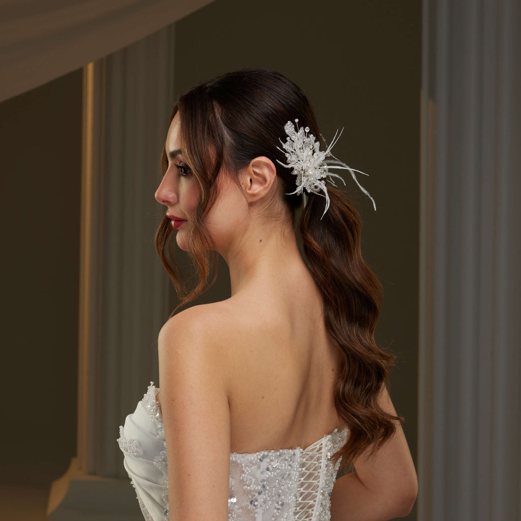 Feathered Two-Piece Hair Vine – Bridal Port