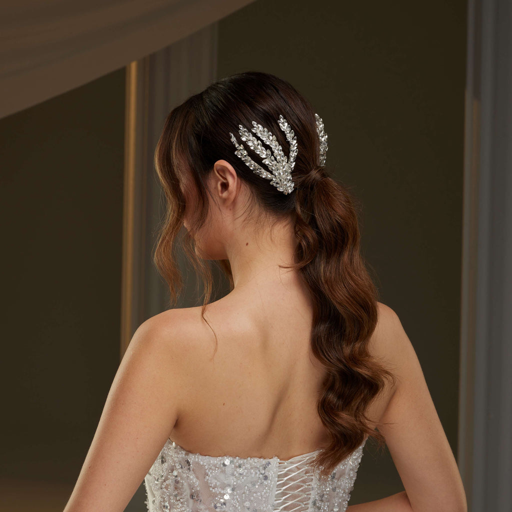 Two-Piece Rhinestone Hair Comb Set – Bridal Port, view 2