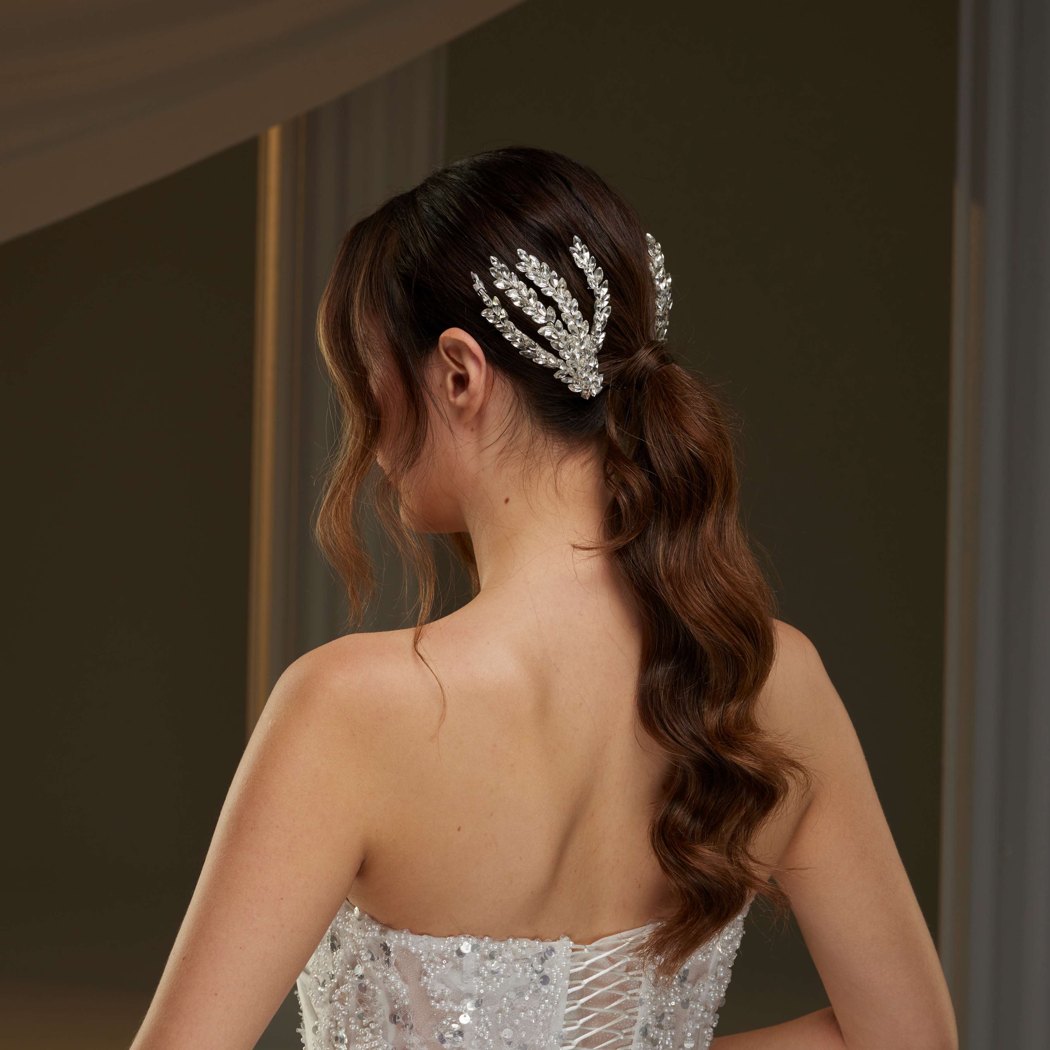 Two-Piece Rhinestone Hair Comb Set – Bridal Port, view 2
