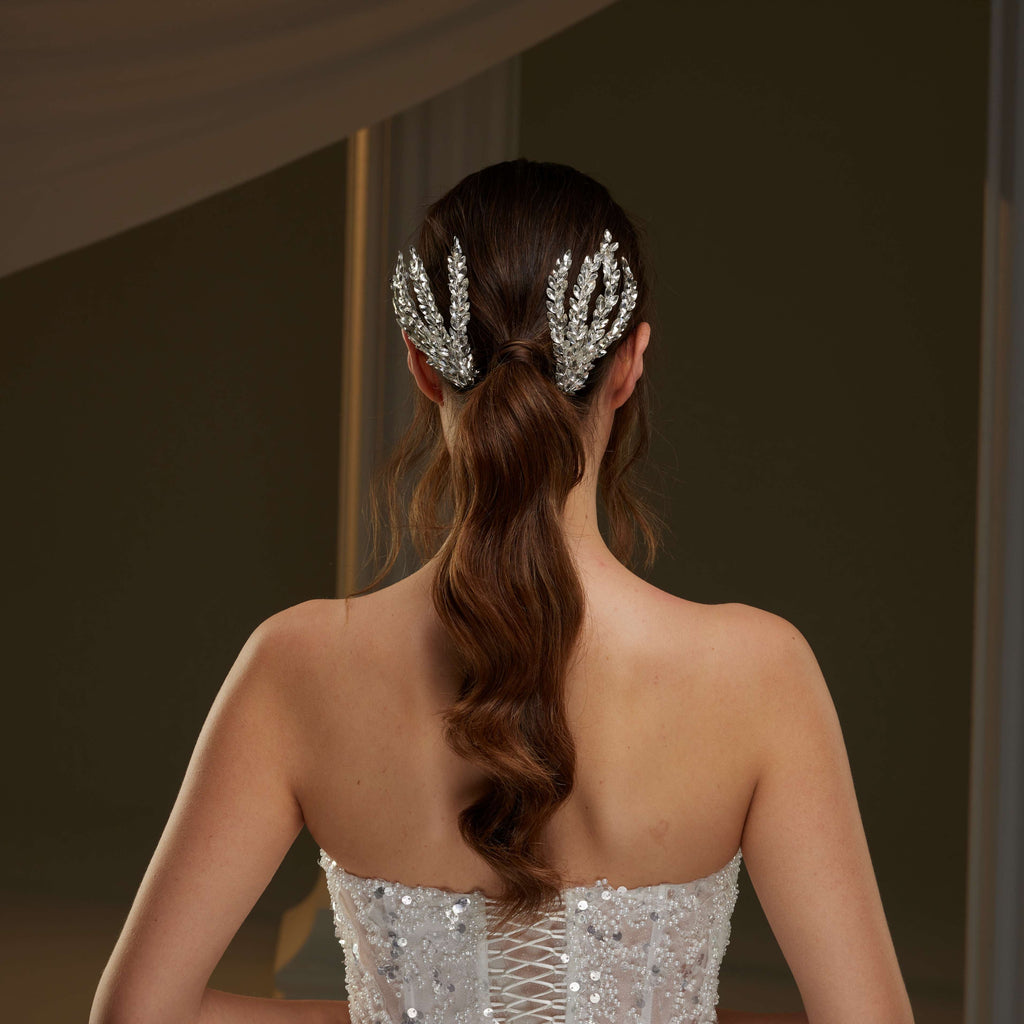 Two-Piece Rhinestone Hair Comb Set – Bridal Port, view 4