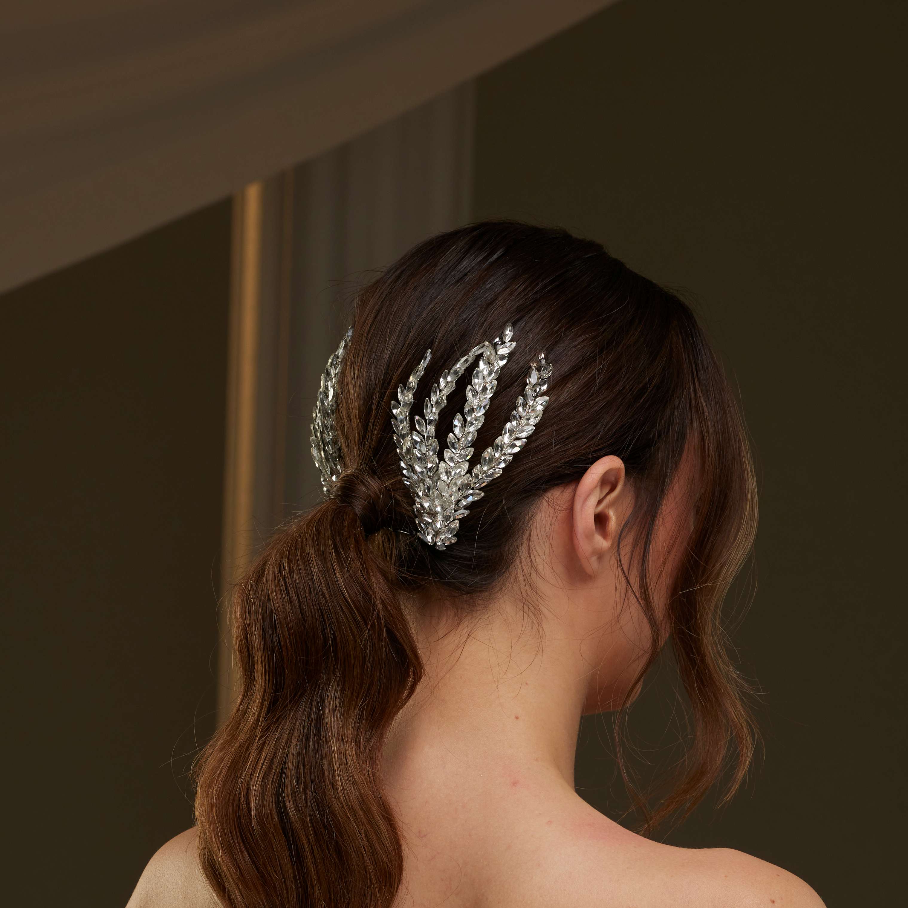Two-Piece Rhinestone Hair Comb Set – Bridal Port, view 6