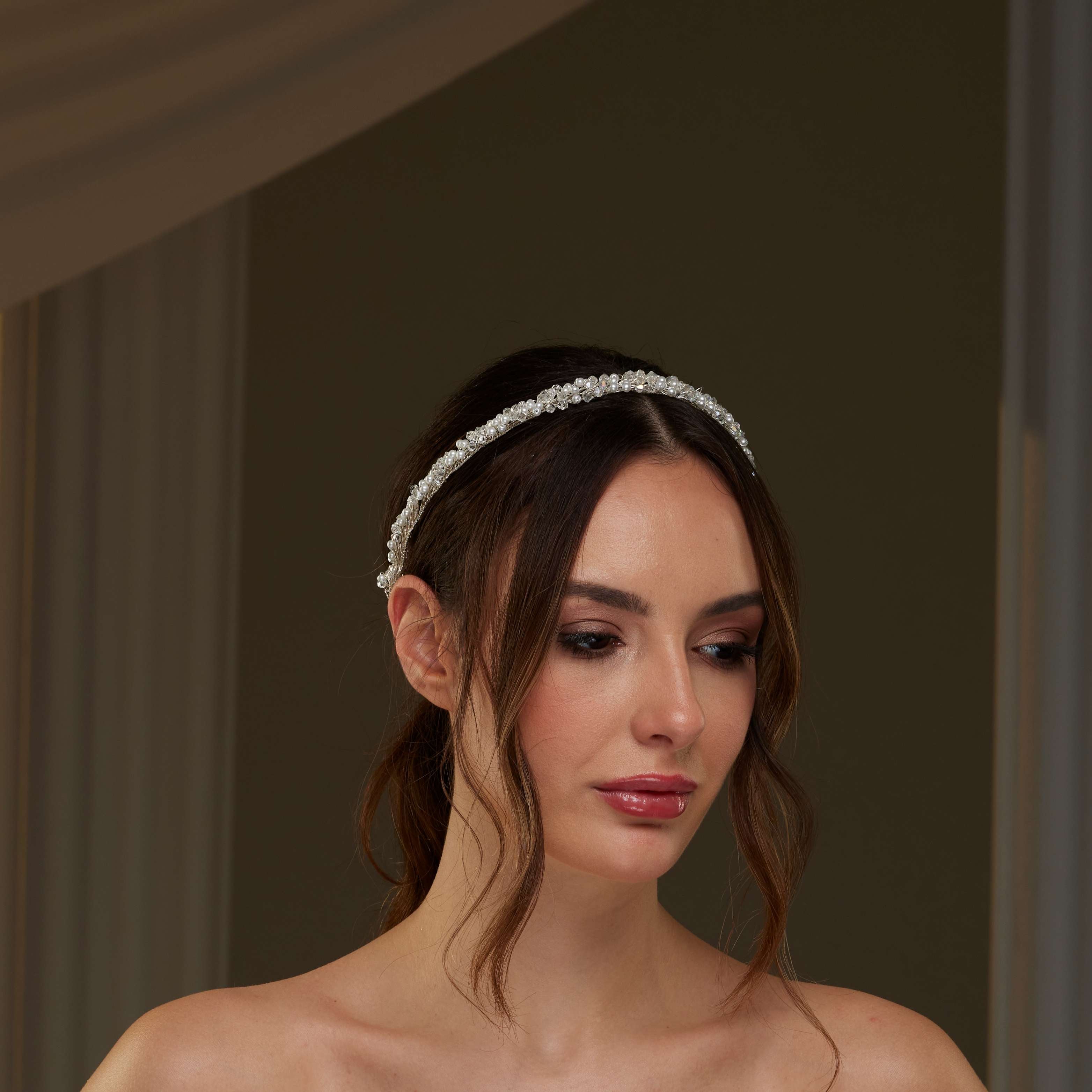 Pearl and Crystal Halo Band – Bridal Port, view 2