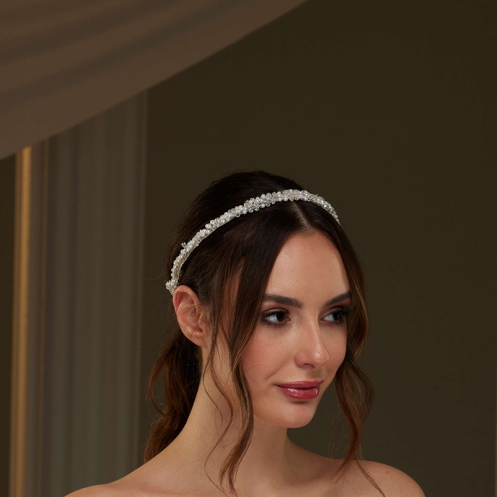Pearl and Crystal Halo Band – Bridal Port, view 3
