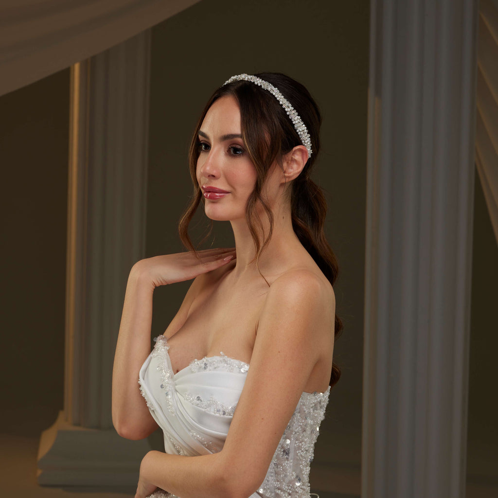 Pearl and Crystal Halo Band – Bridal Port, view 6