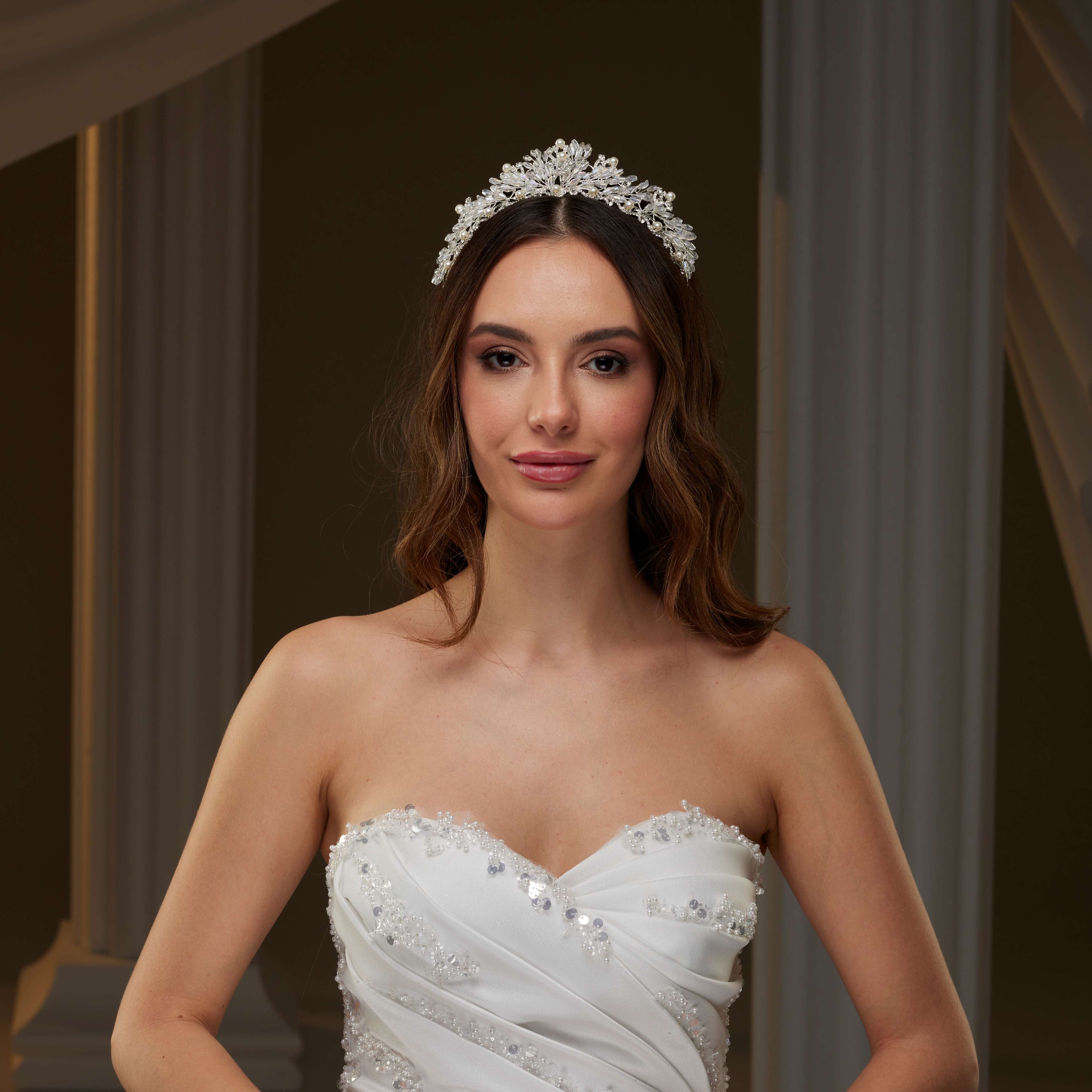 Pearl and Crystal Bridal Tiara – Bridal Port, view 3