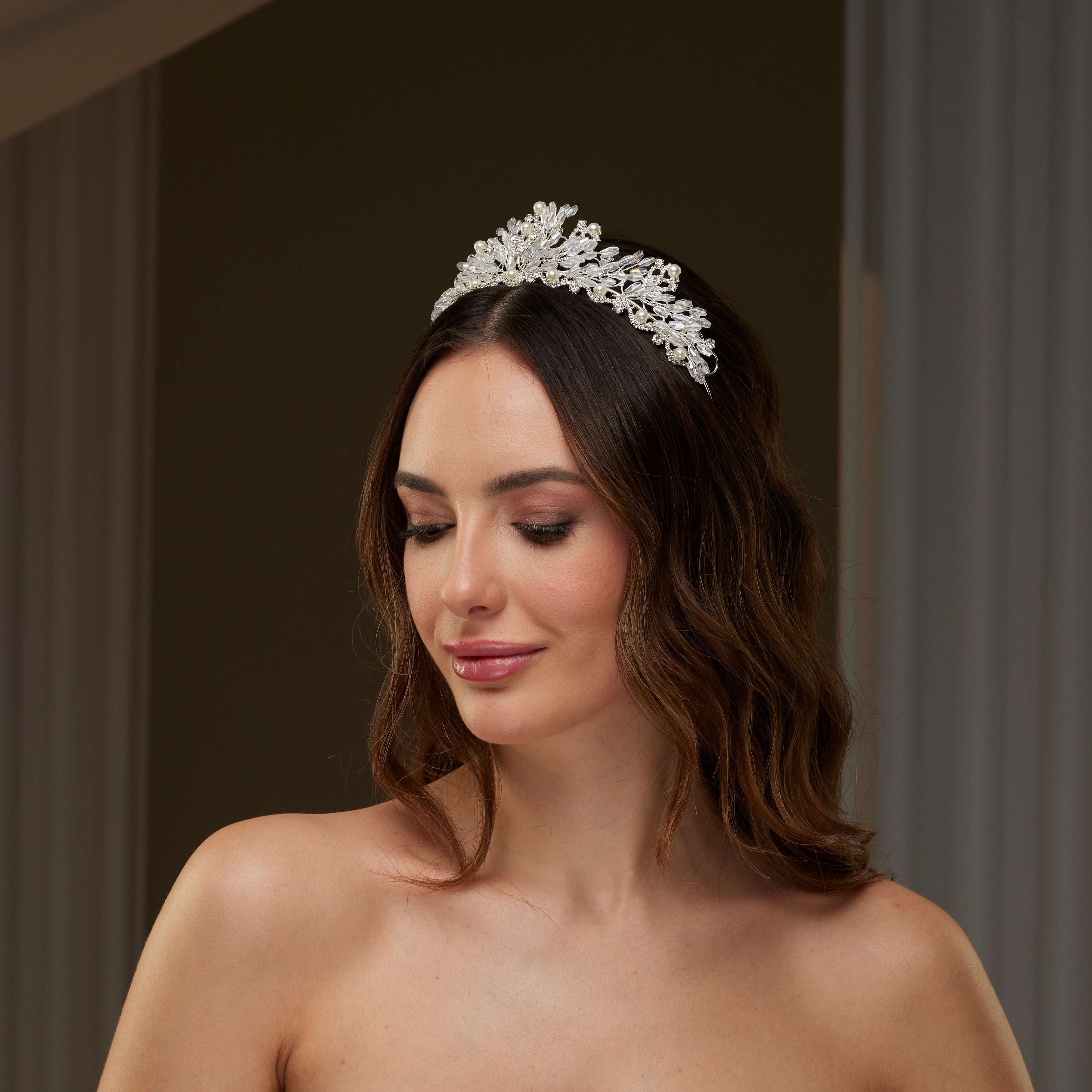 Pearl and Crystal Bridal Tiara – Bridal Port, view 4