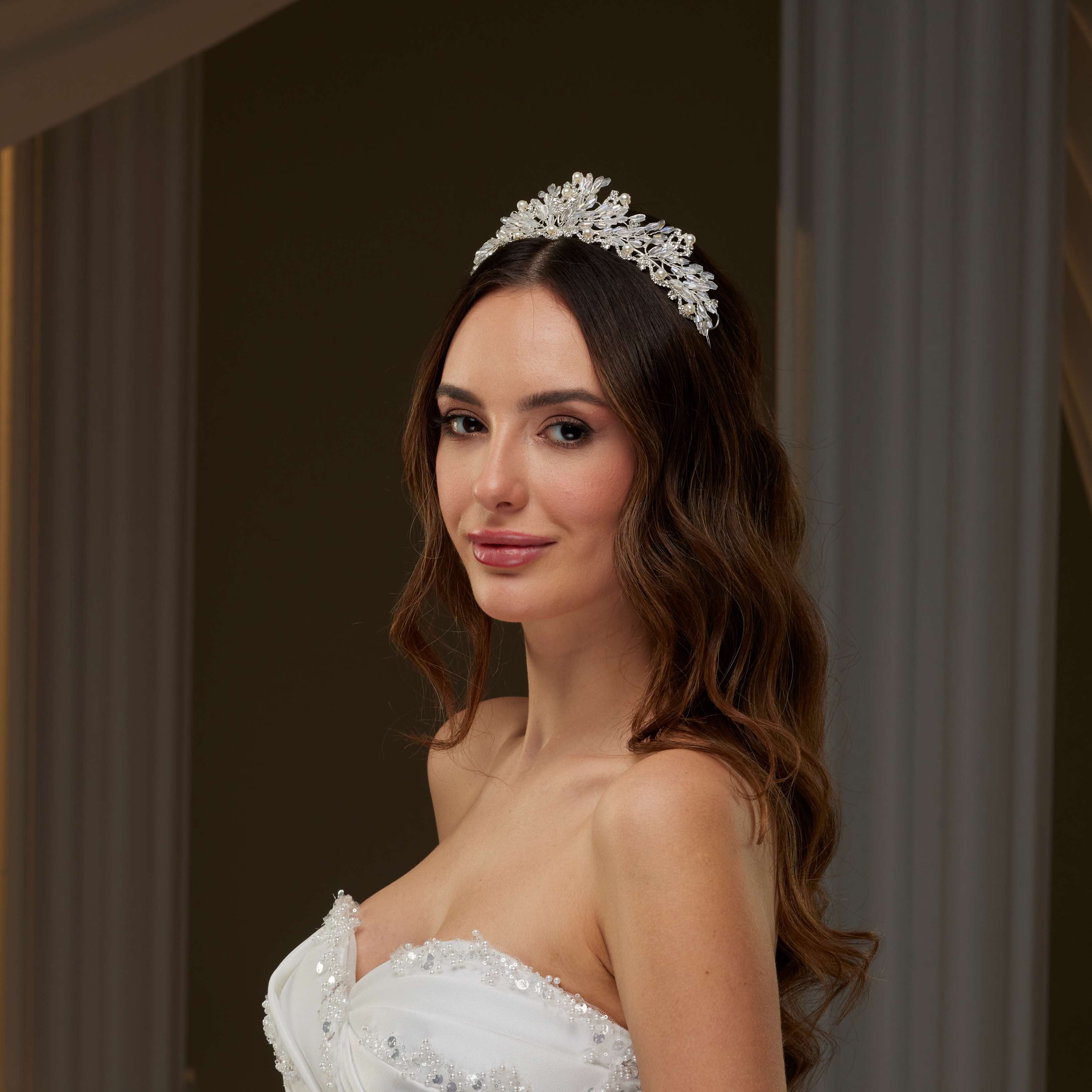 Pearl and Crystal Bridal Tiara – Bridal Port, view 5