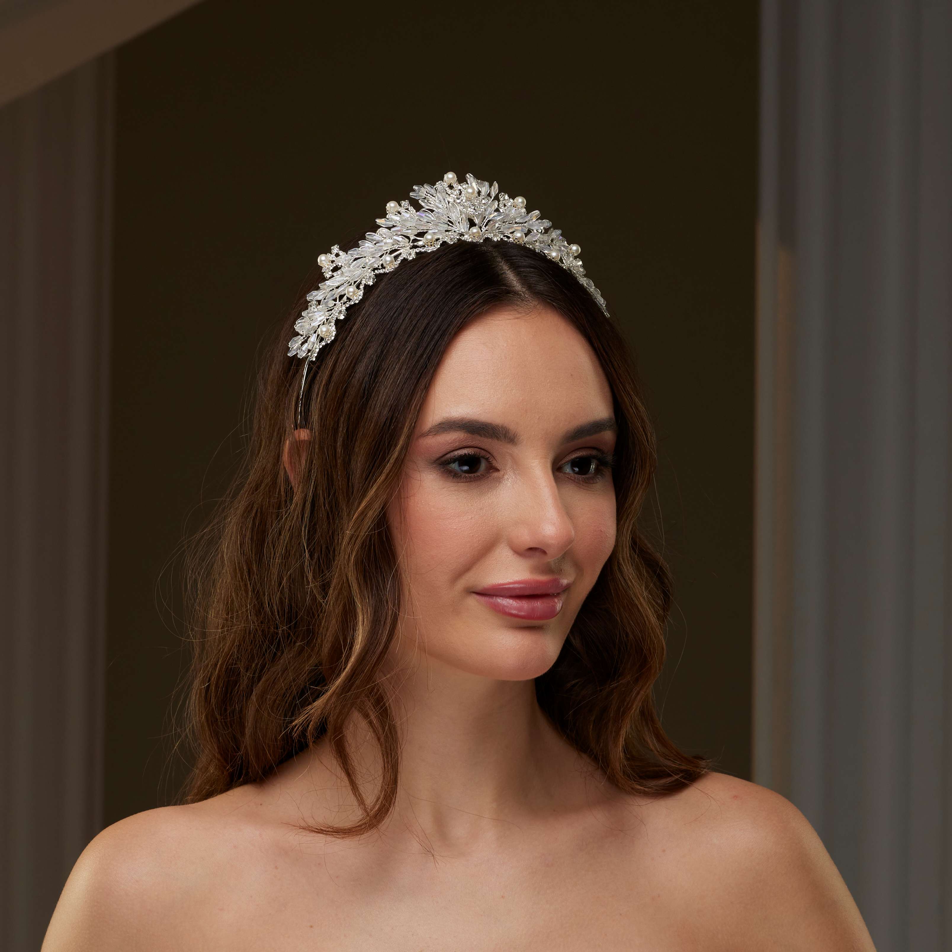 Pearl and Crystal Bridal Tiara – Bridal Port, view 7