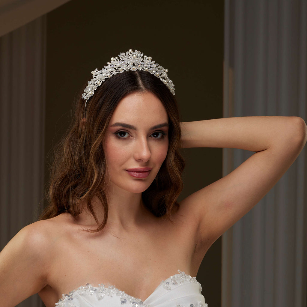 Pearl and Crystal Bridal Tiara – Bridal Port, view 8