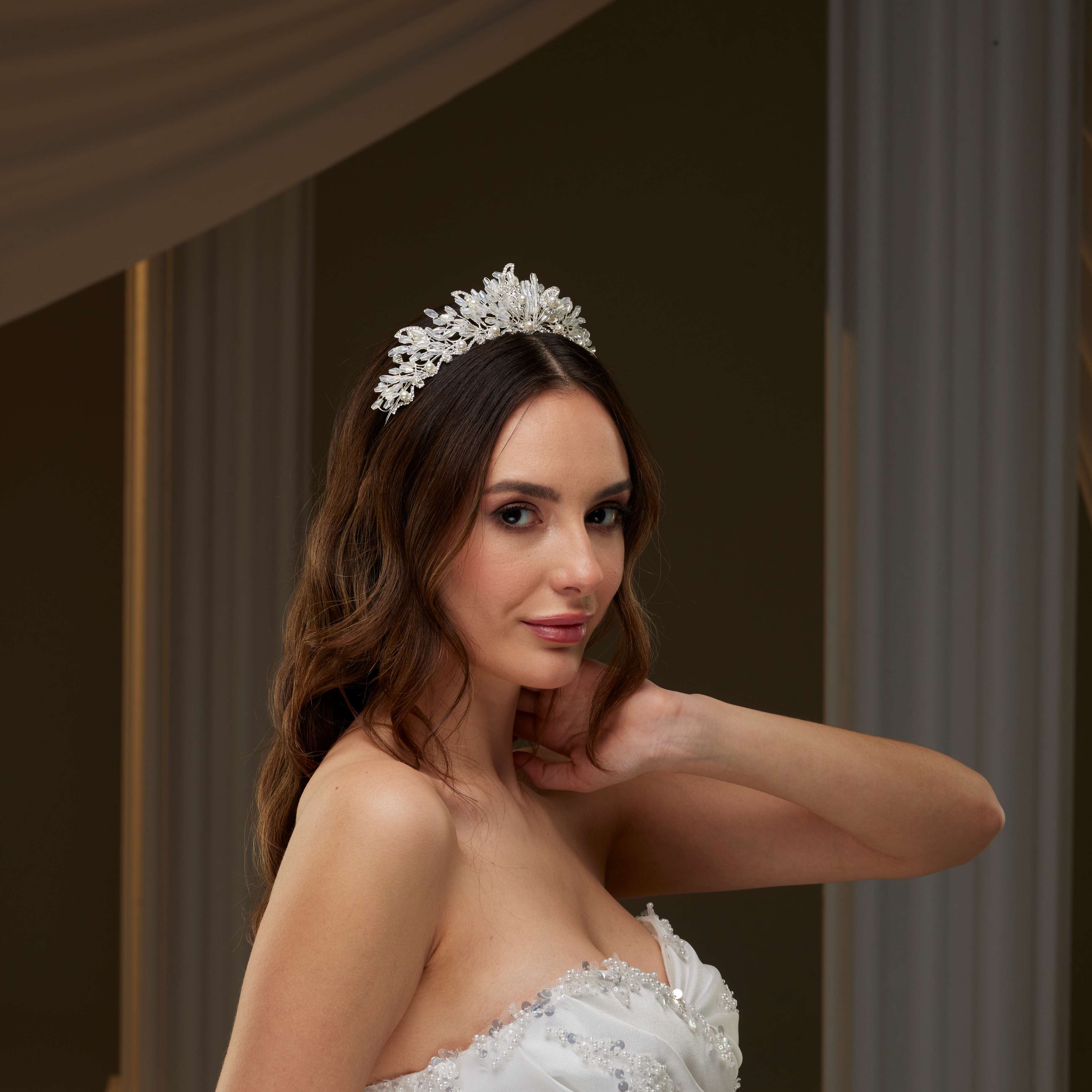 Pearl & Crystal Bridal Tiara – Bridal Port, view 7