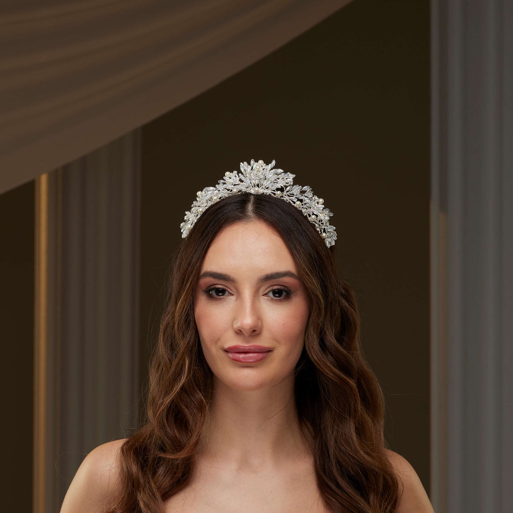 Crystal & Pearl Wedding Tiara – Bridal Port, view 2