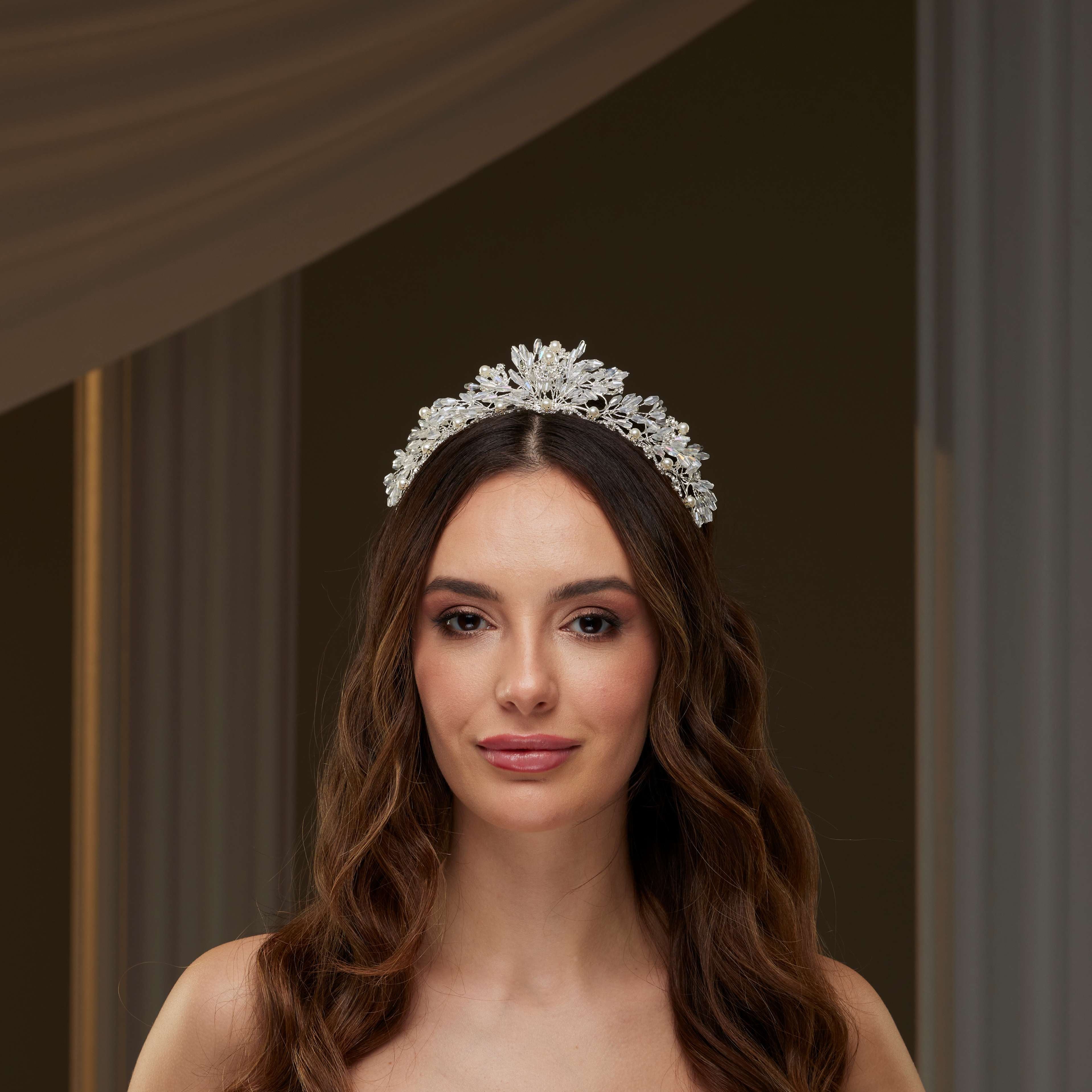 Crystal & Pearl Wedding Tiara – Bridal Port, view 2