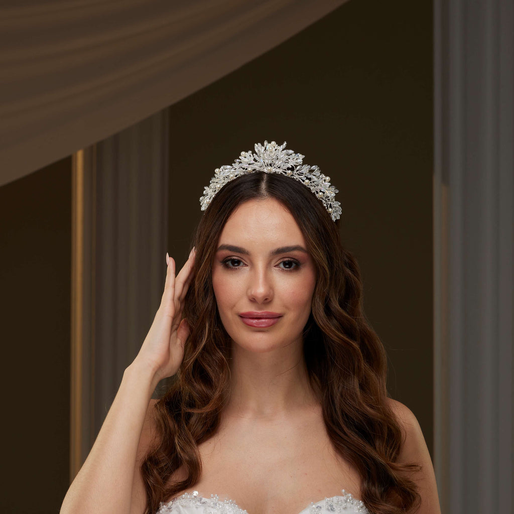 Crystal & Pearl Wedding Tiara – Bridal Port, view 3