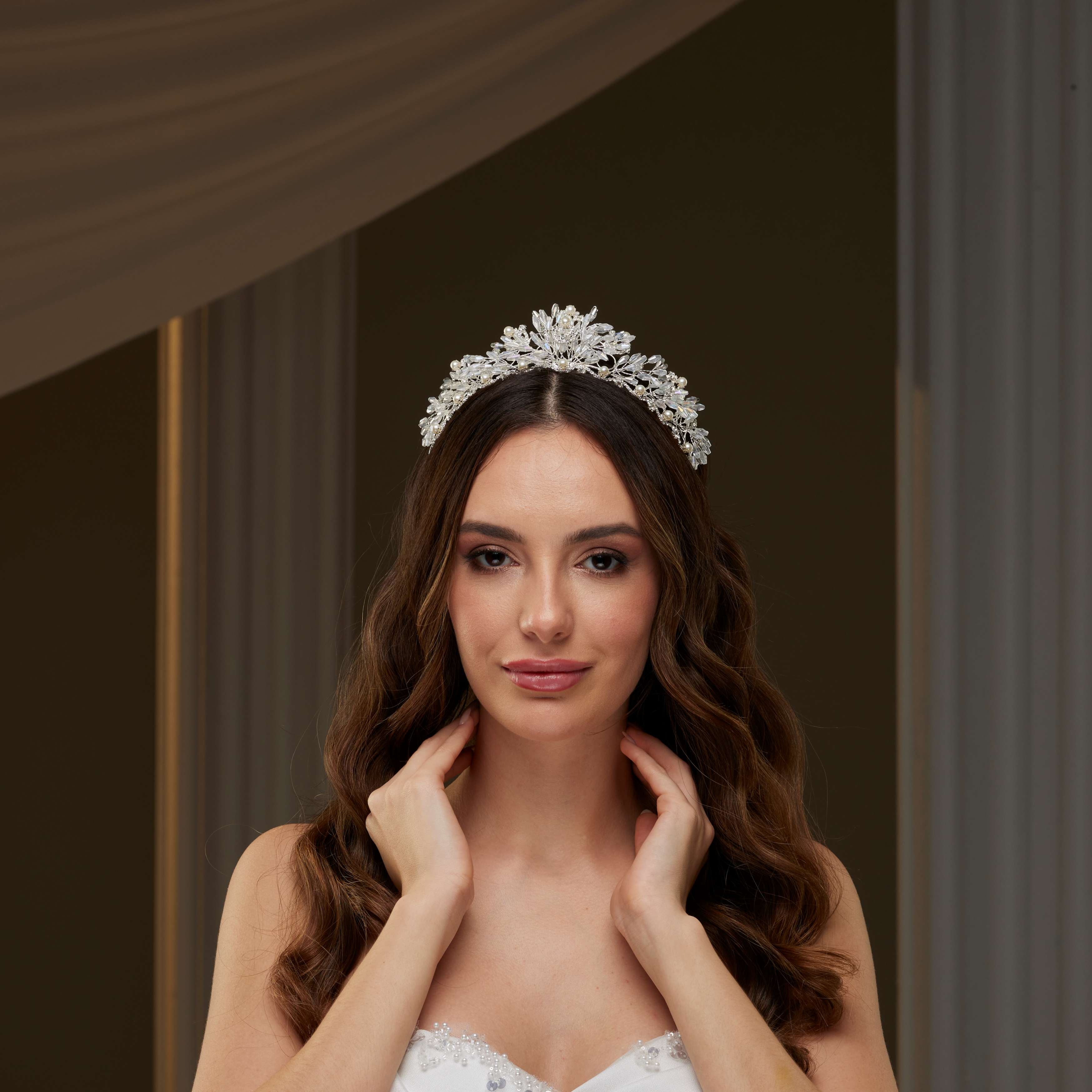 Crystal & Pearl Wedding Tiara – Bridal Port, view 4