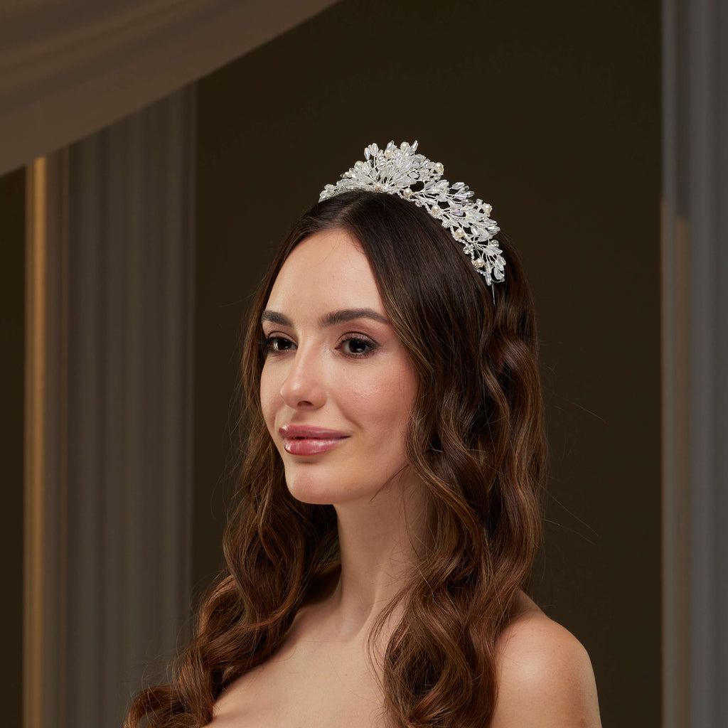 Crystal & Pearl Wedding Tiara – Bridal Port, view 5