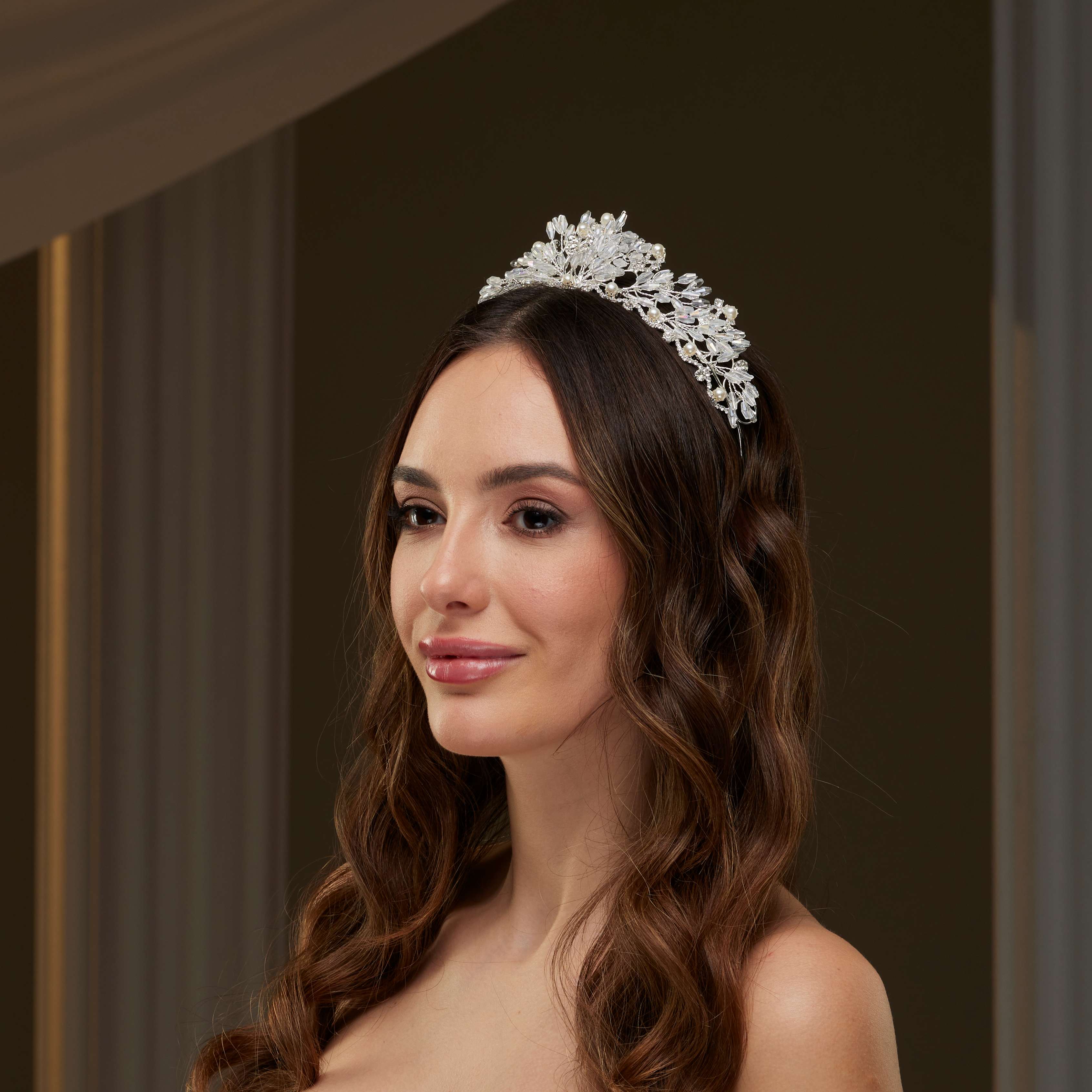 Crystal & Pearl Wedding Tiara – Bridal Port, view 5