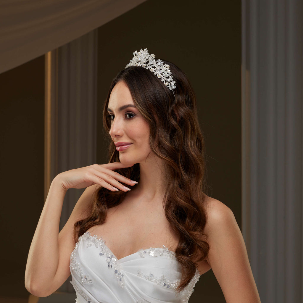 Crystal & Pearl Wedding Tiara – Bridal Port, view 6
