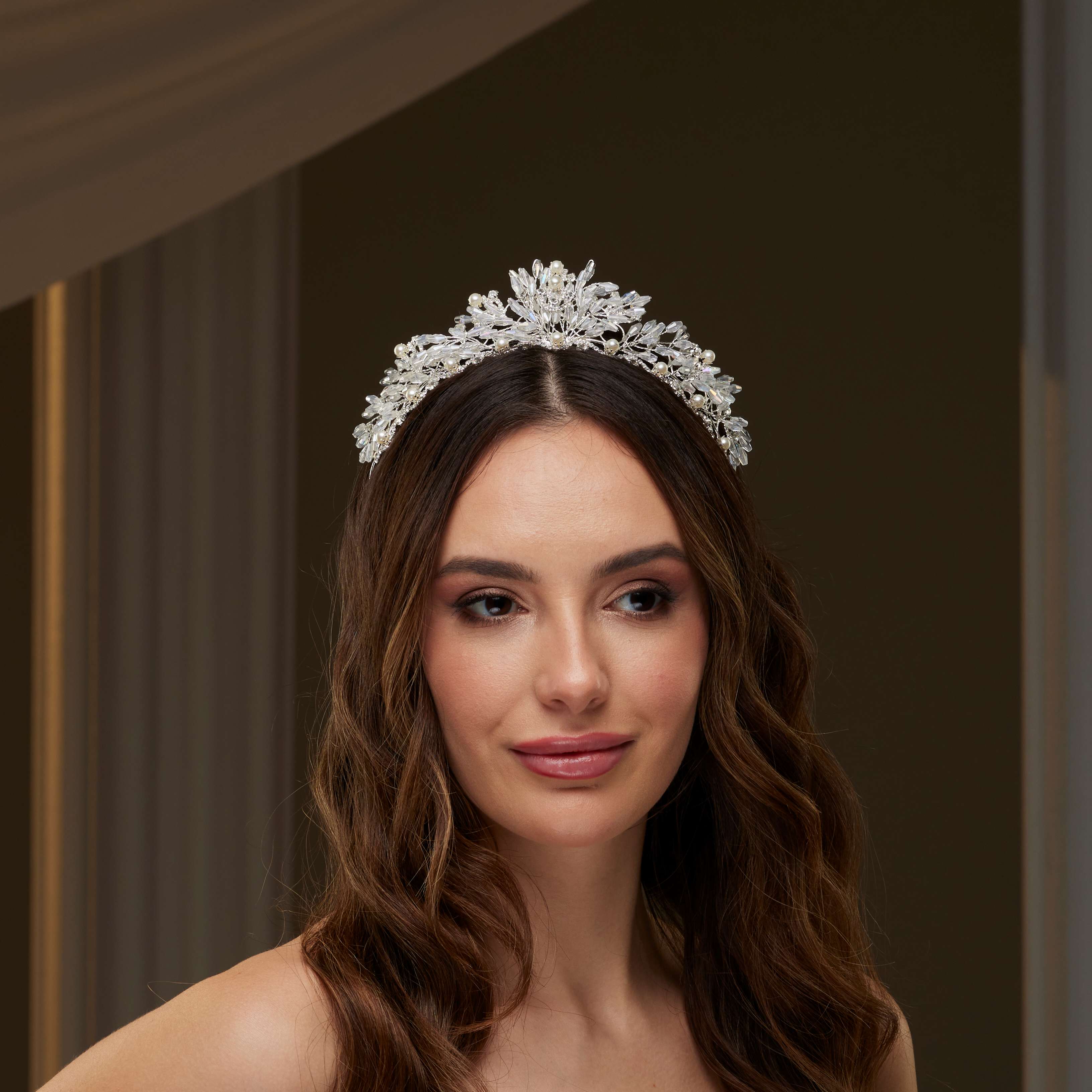 Crystal & Pearl Wedding Tiara – Bridal Port, view 8