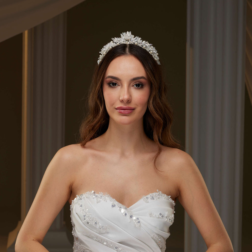 Crystal and Pearl Wedding Tiara – Bridal Port, view 2