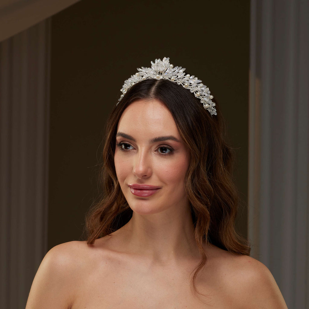 Crystal and Pearl Wedding Tiara – Bridal Port, view 3