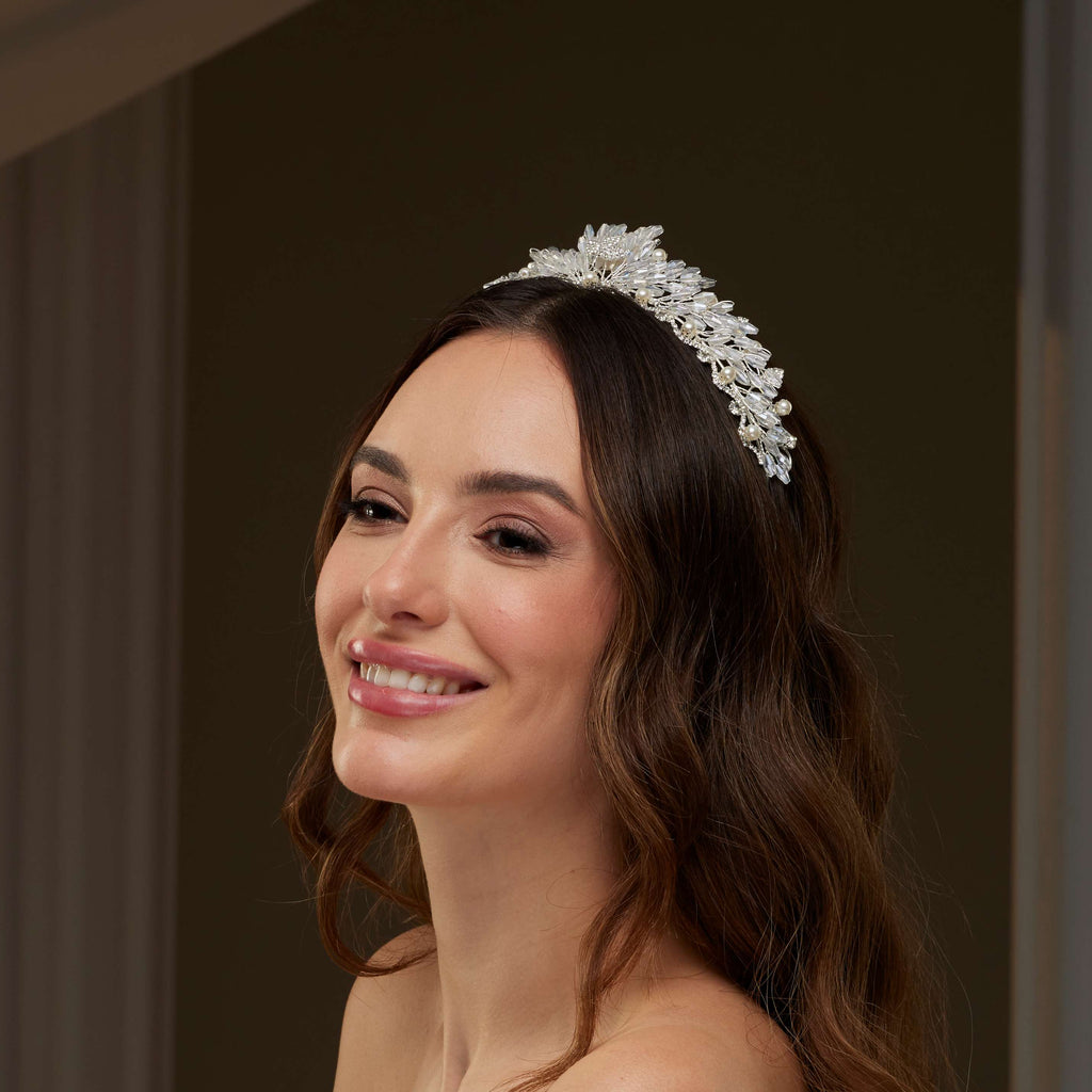 Crystal and Pearl Wedding Tiara – Bridal Port, view 4