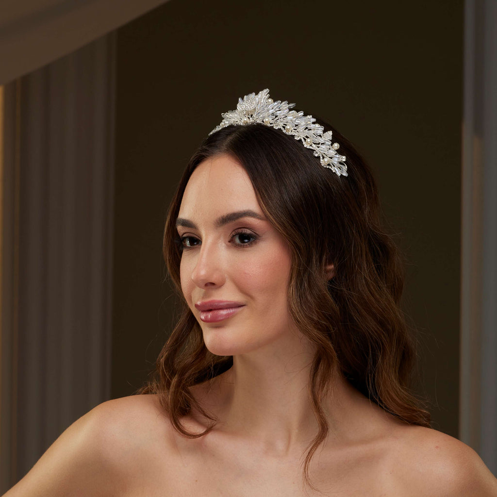 Crystal and Pearl Wedding Tiara – Bridal Port, view 6