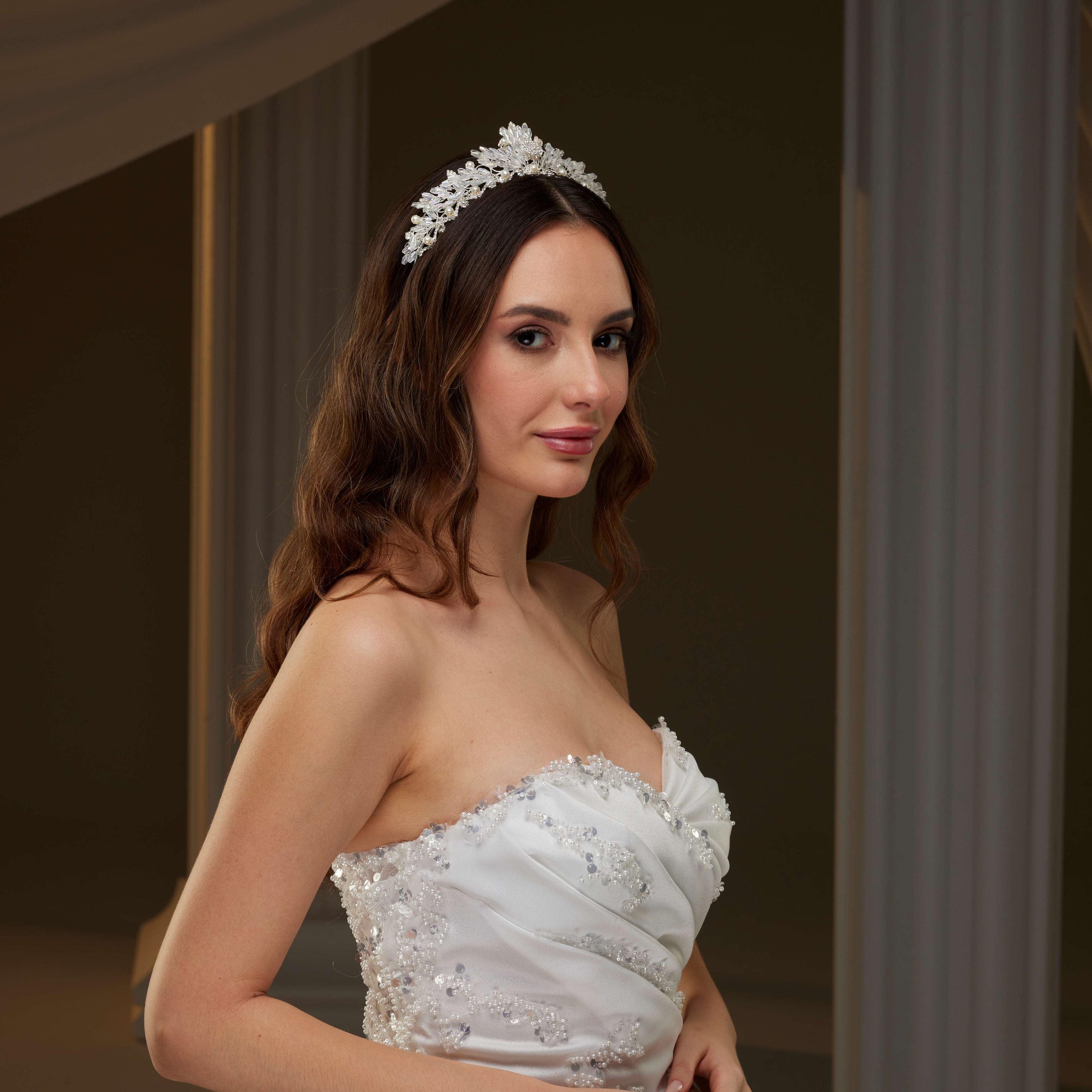 Crystal and Pearl Wedding Tiara – Bridal Port, view 8