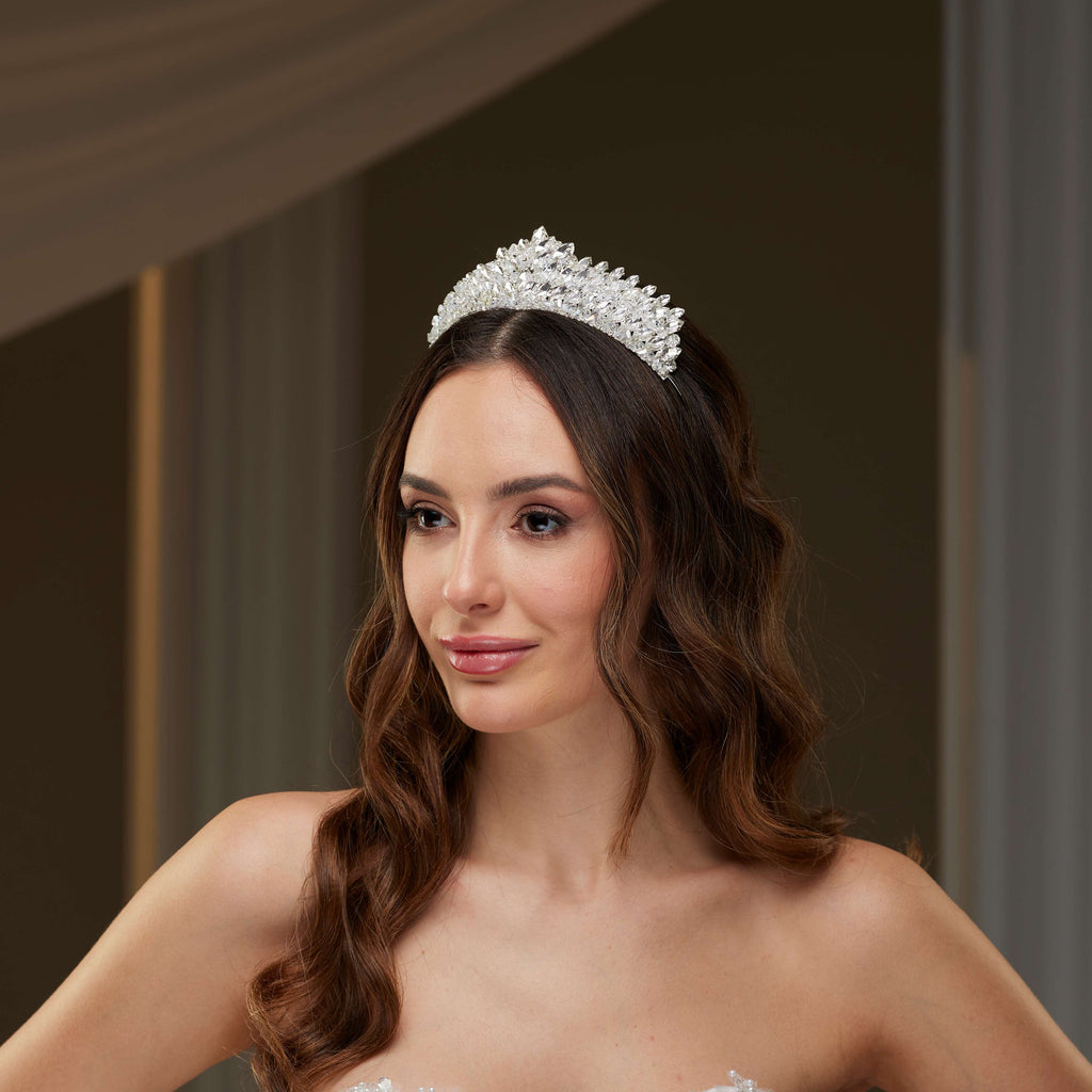 Crystal & Rhinestone Shiny Tiara – Bridal Port