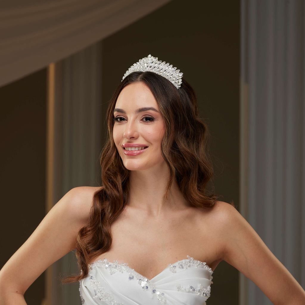 Crystal & Rhinestone Shiny Tiara – Bridal Port, view 2
