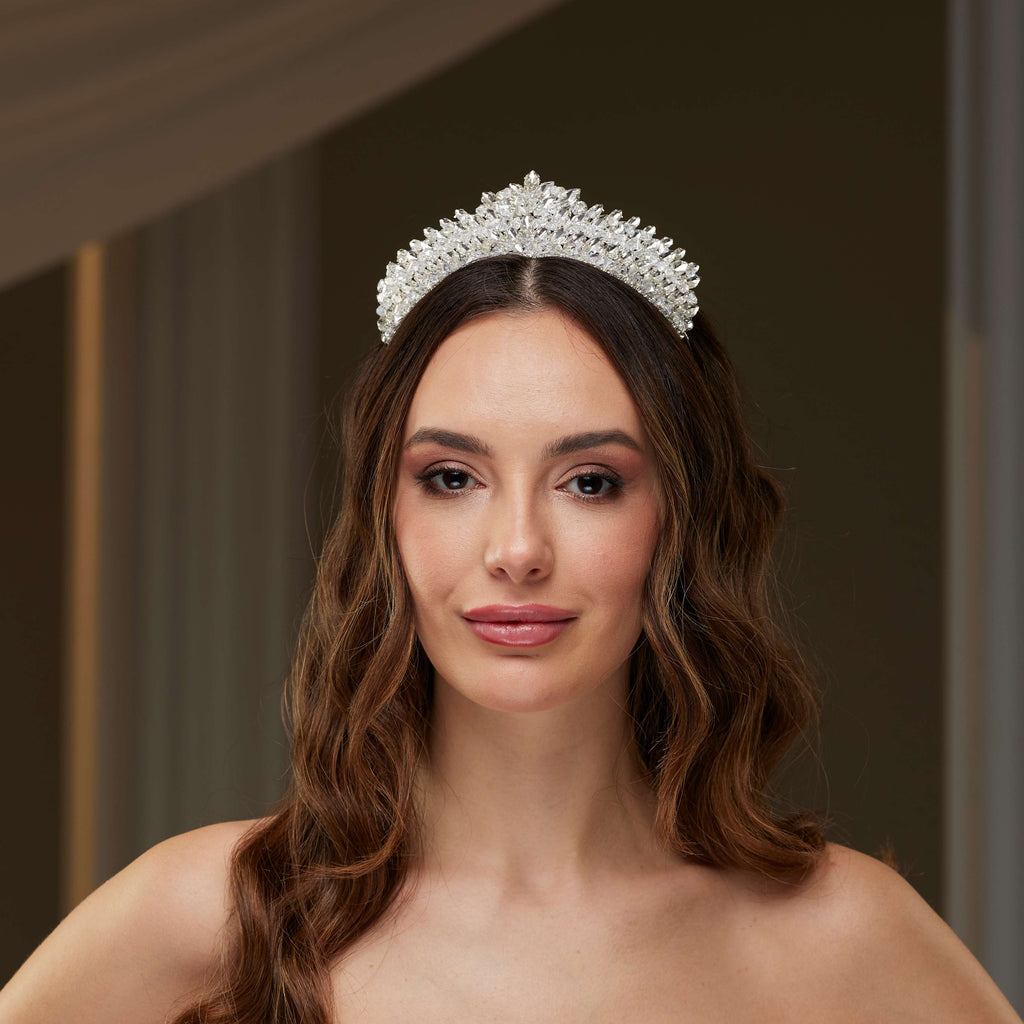 Crystal & Rhinestone Shiny Tiara – Bridal Port, view 3