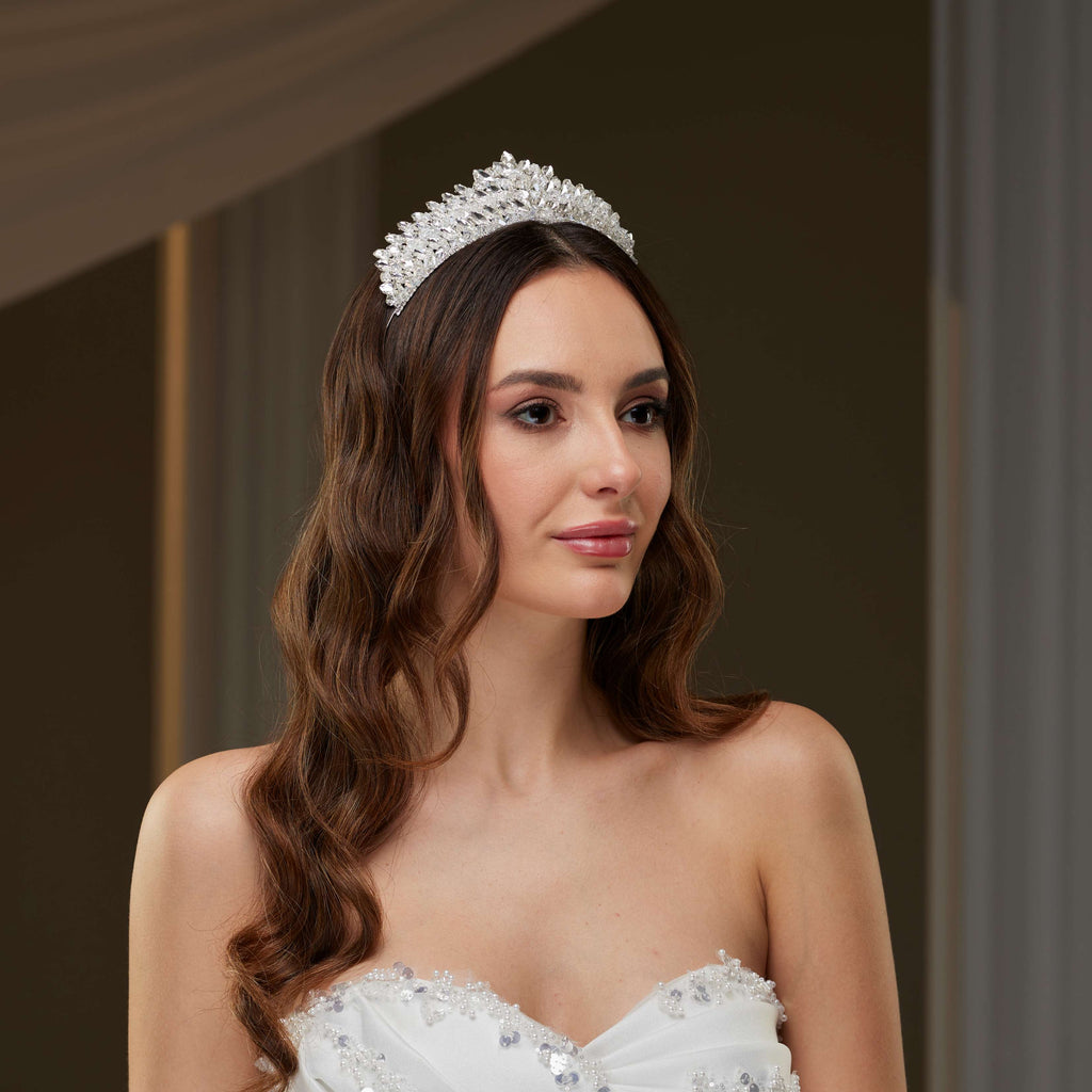 Crystal & Rhinestone Shiny Tiara – Bridal Port, view 6