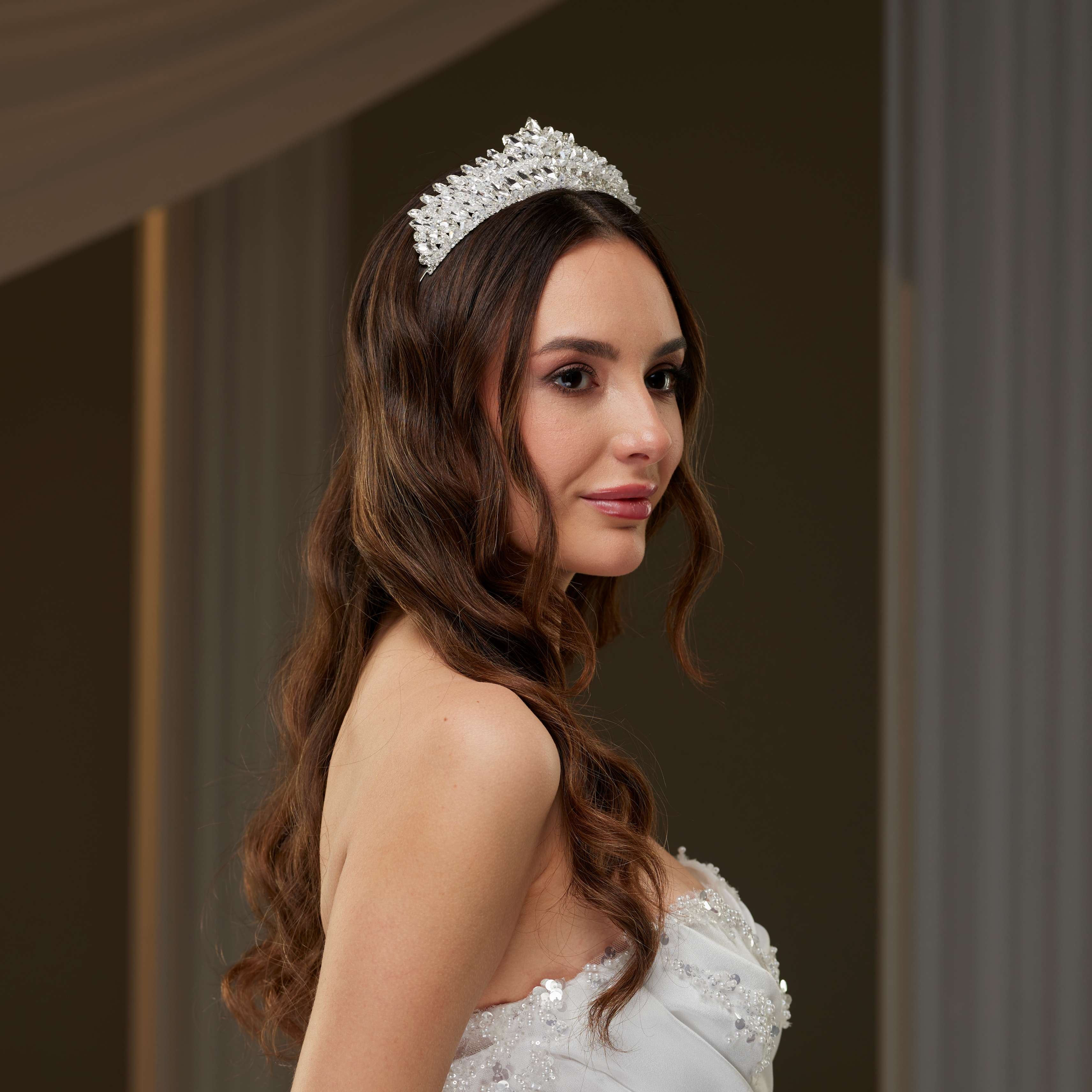 Crystal & Rhinestone Shiny Tiara – Bridal Port, view 7